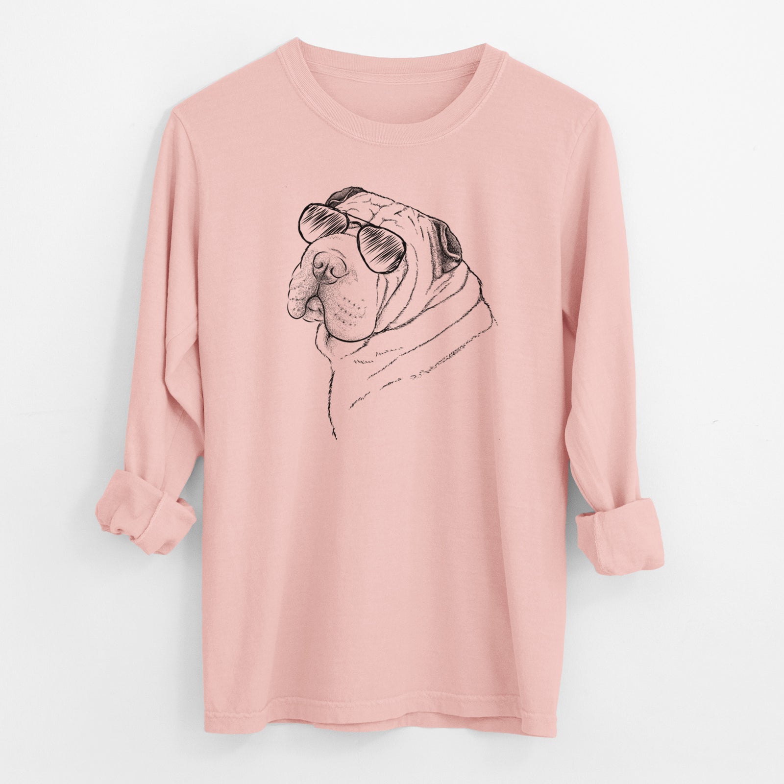 Aviator Maximus the Shar Pei - Men's Heavyweight 100% Cotton Long Sleeve