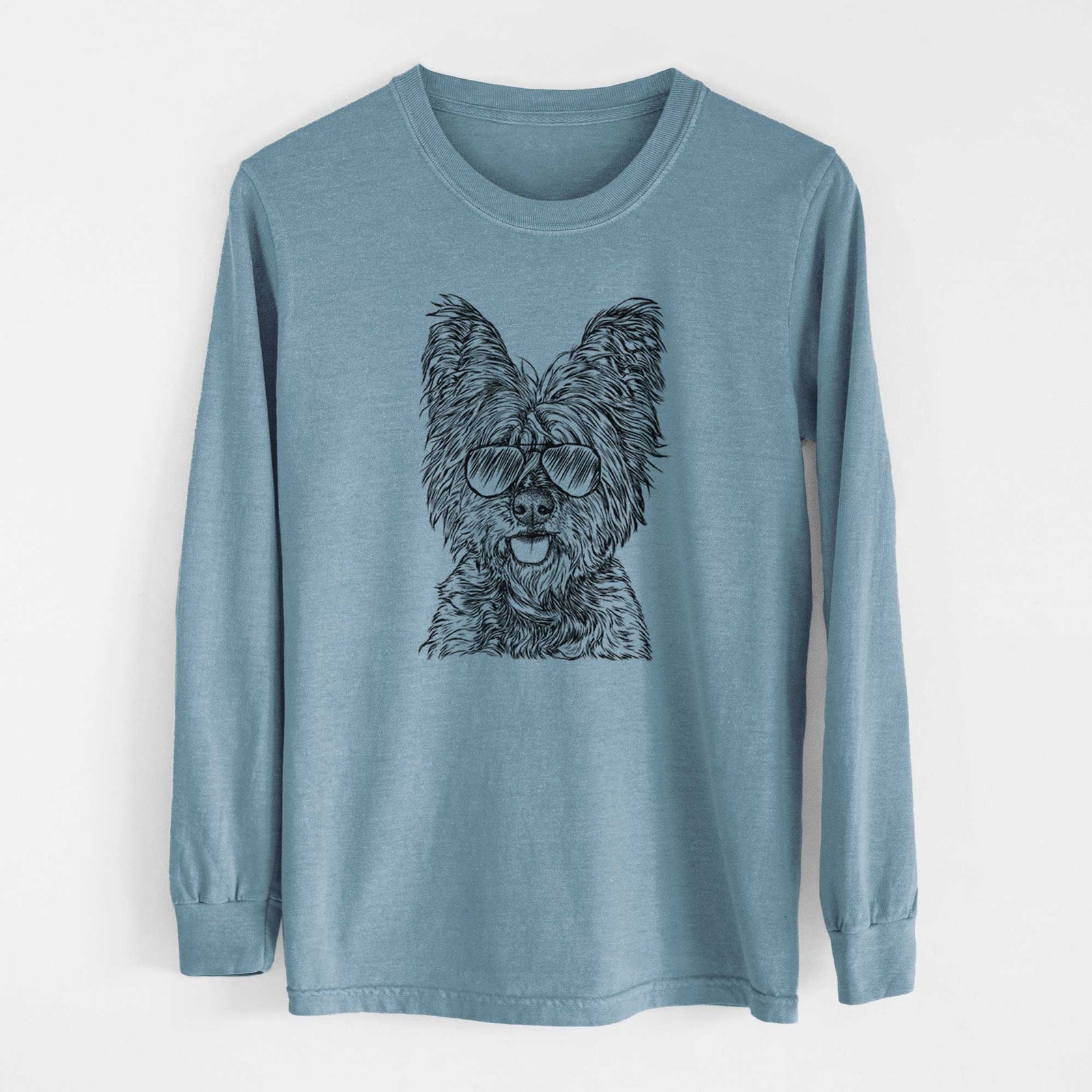 Aviator McDuff the Cairn Terrier - Men's Heavyweight 100% Cotton Long Sleeve