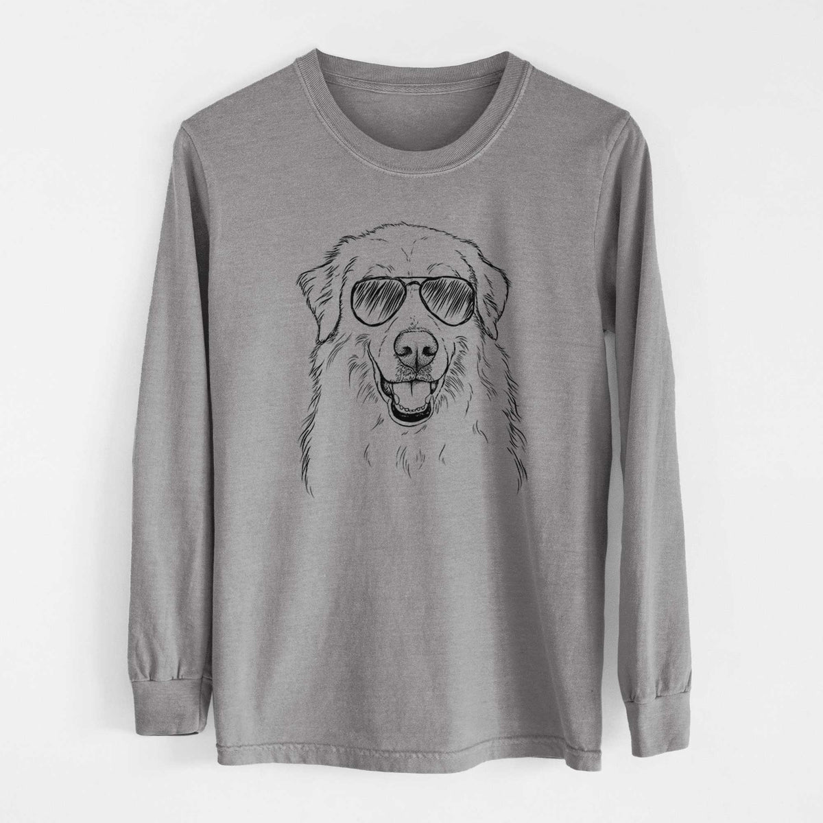 Aviator Meg the Great Pyrenees - Men's Heavyweight 100% Cotton Long Sleeve
