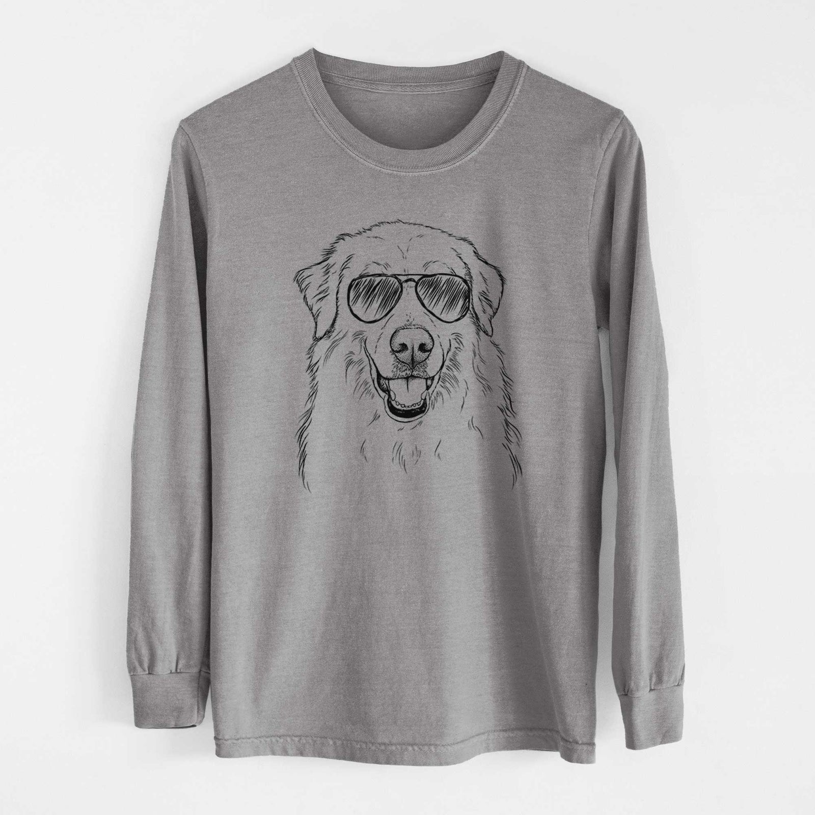 Aviator Meg the Great Pyrenees - Men's Heavyweight 100% Cotton Long Sleeve