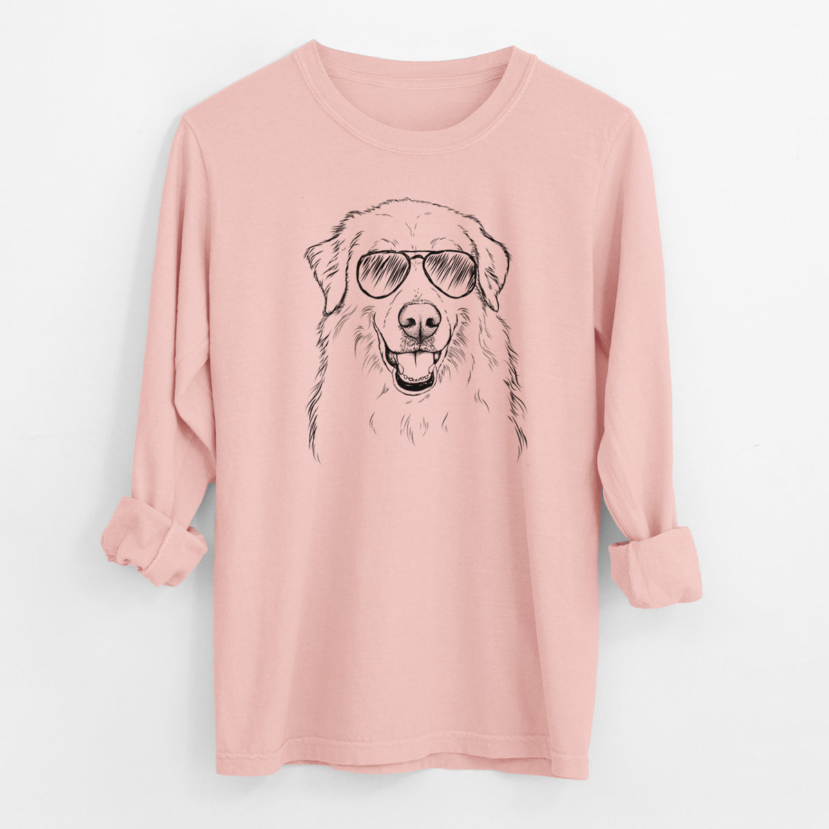 Aviator Meg the Great Pyrenees - Men's Heavyweight 100% Cotton Long Sleeve