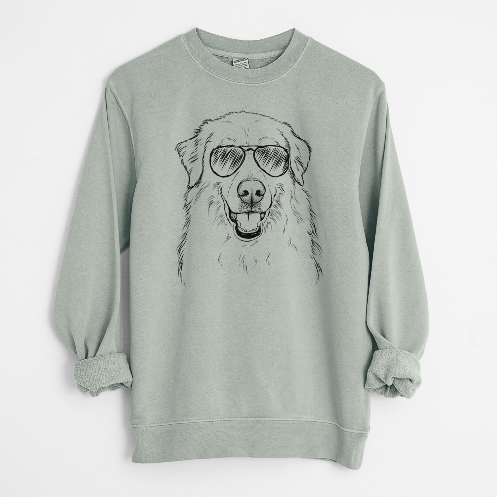 Aviator Meg the Great Pyrenees - Unisex Pigment Dyed Crew Sweatshirt