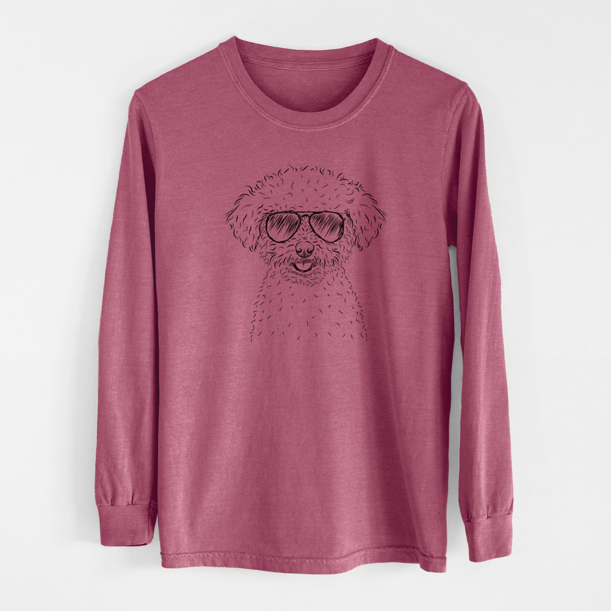 Aviator Mickey the Bichon Frise - Men's Heavyweight 100% Cotton Long Sleeve