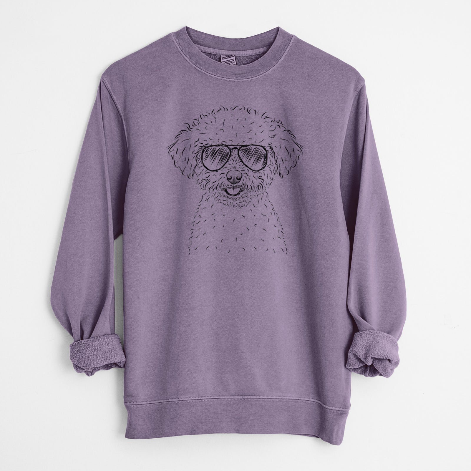 Aviator Mickey the Bichon Frise - Unisex Pigment Dyed Crew Sweatshirt
