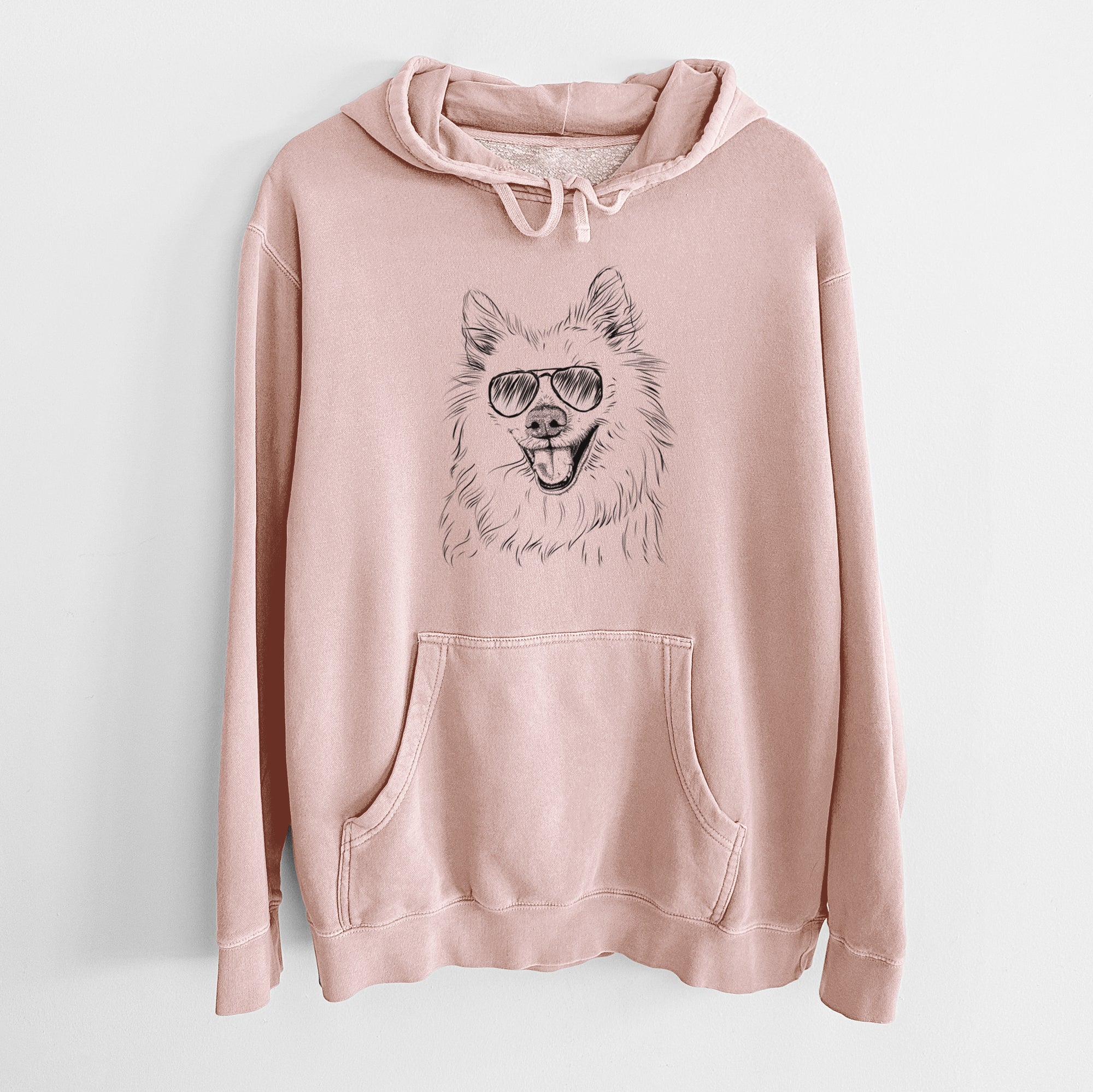 Aviator Miki the American Eskimo - Unisex Pigment Dyed Hoodie