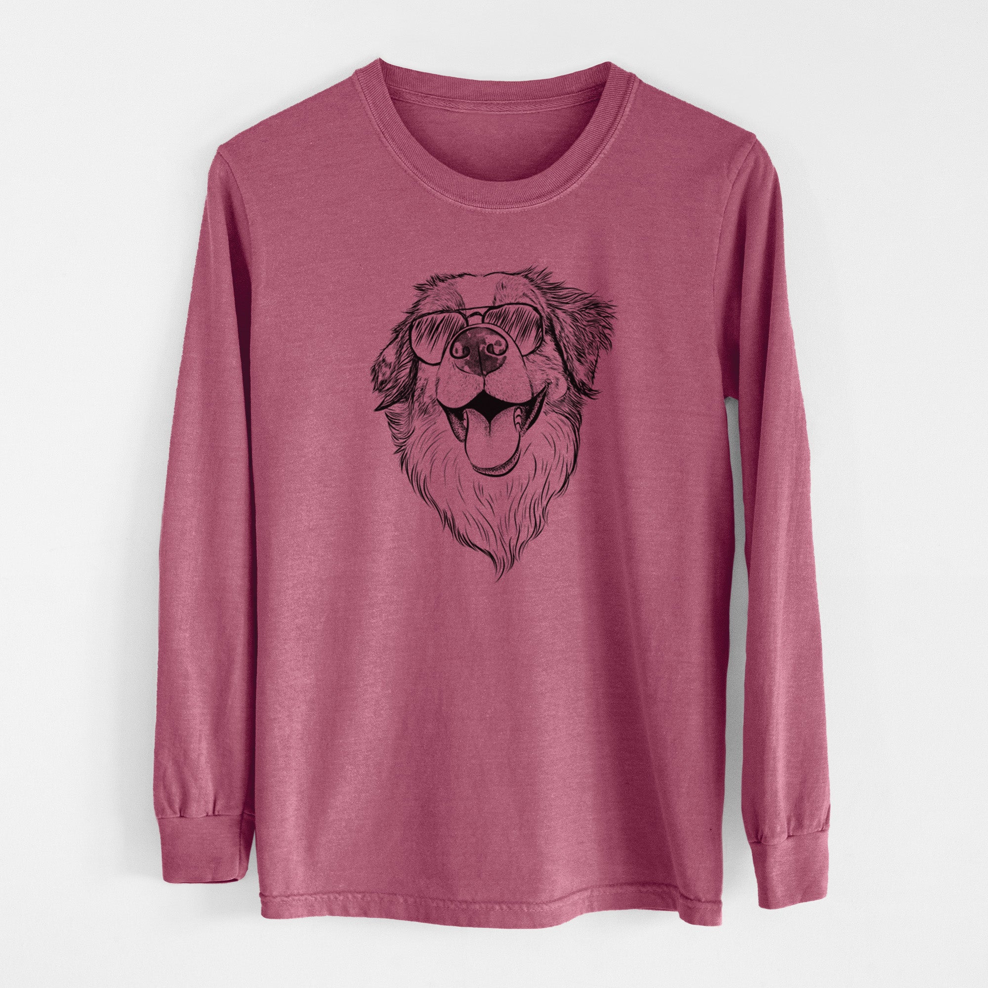 Aviator Mila the Australian Shepherd - Men's Heavyweight 100% Cotton Long Sleeve