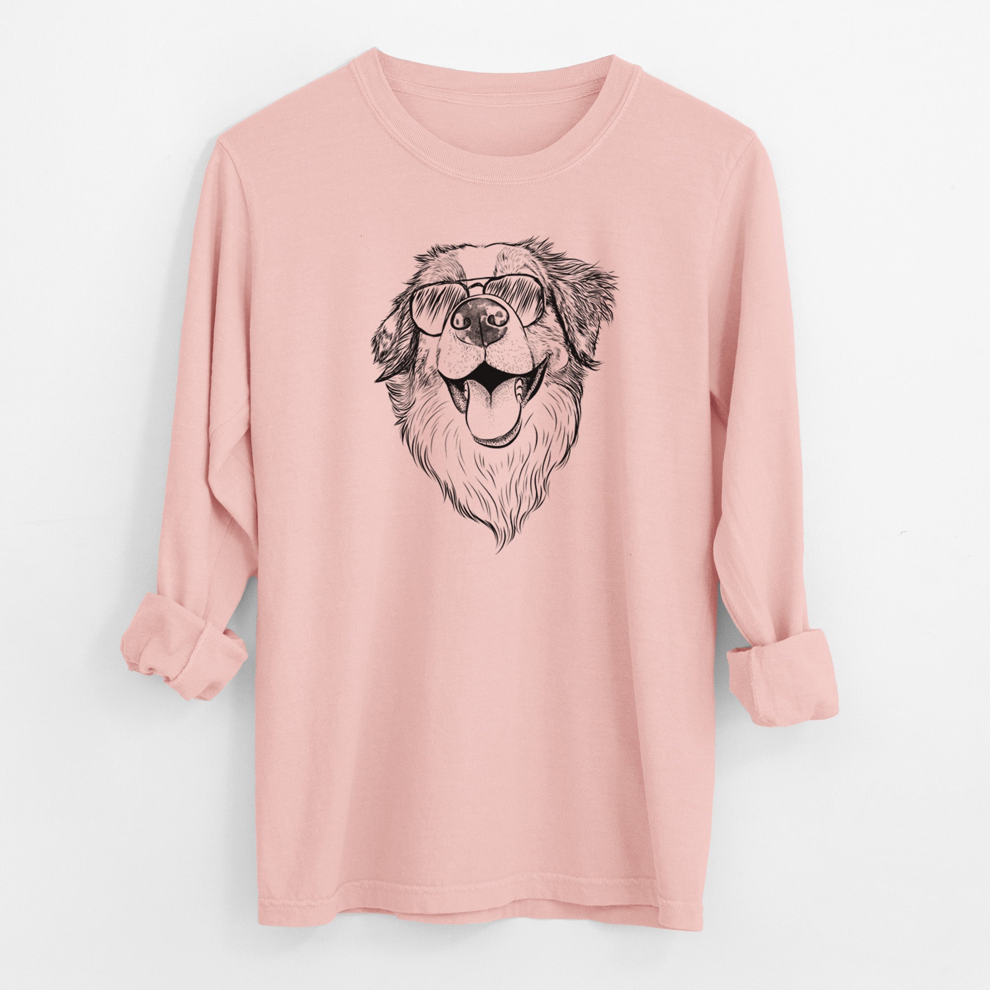 Aviator Mila the Australian Shepherd - Men's Heavyweight 100% Cotton Long Sleeve