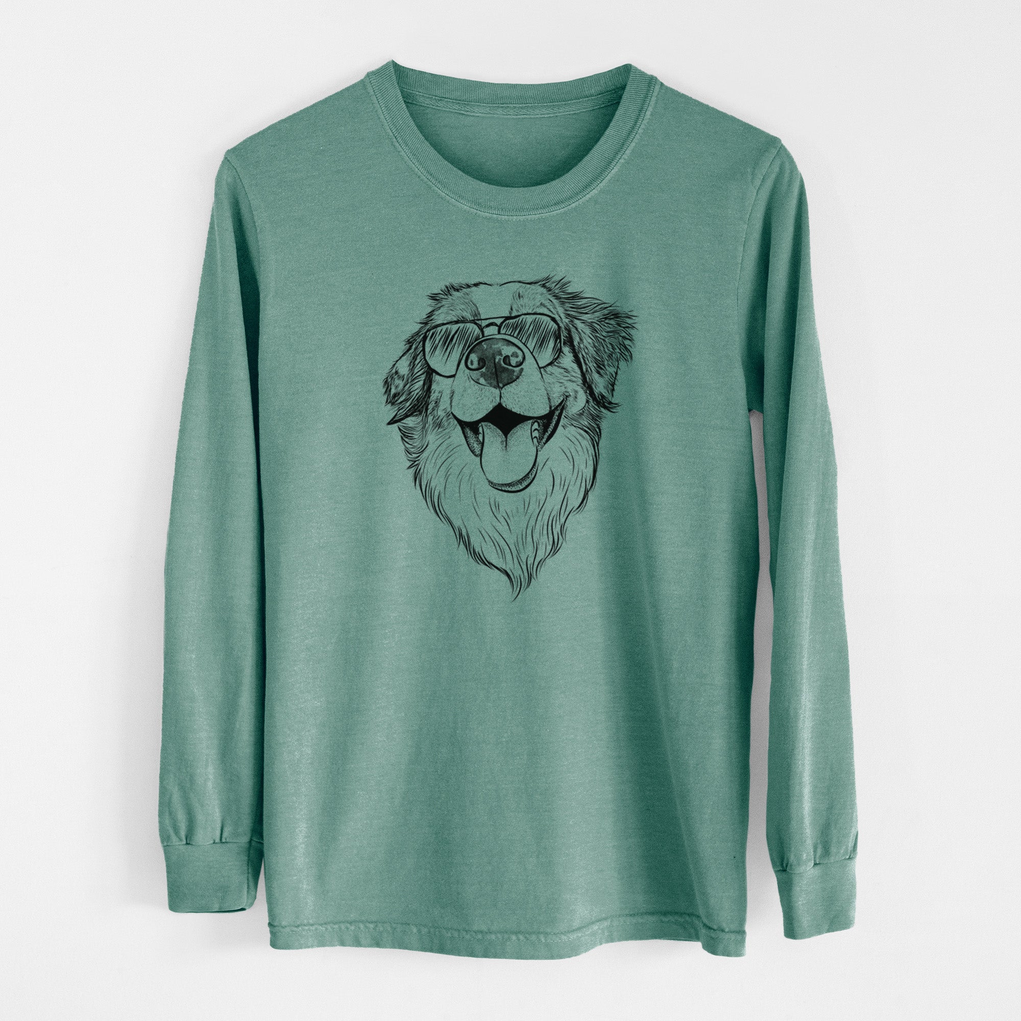 Aviator Mila the Australian Shepherd - Men's Heavyweight 100% Cotton Long Sleeve