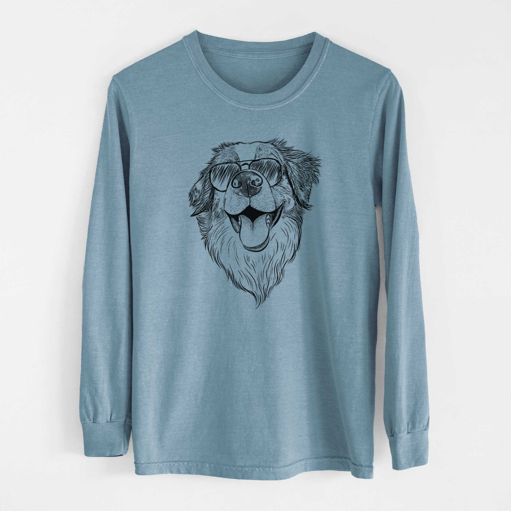 Aviator Mila the Australian Shepherd - Men's Heavyweight 100% Cotton Long Sleeve