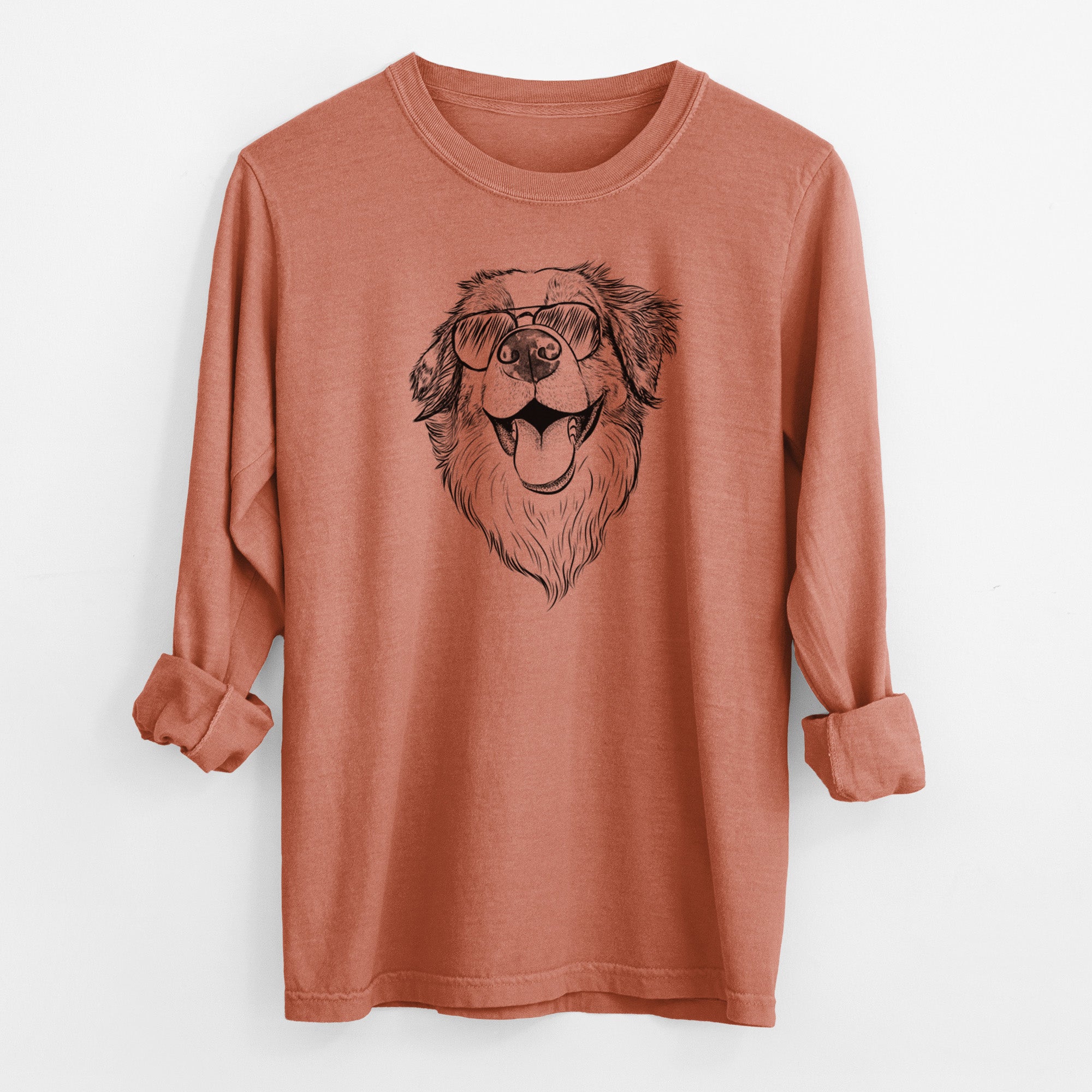 Aviator Mila the Australian Shepherd - Men's Heavyweight 100% Cotton Long Sleeve