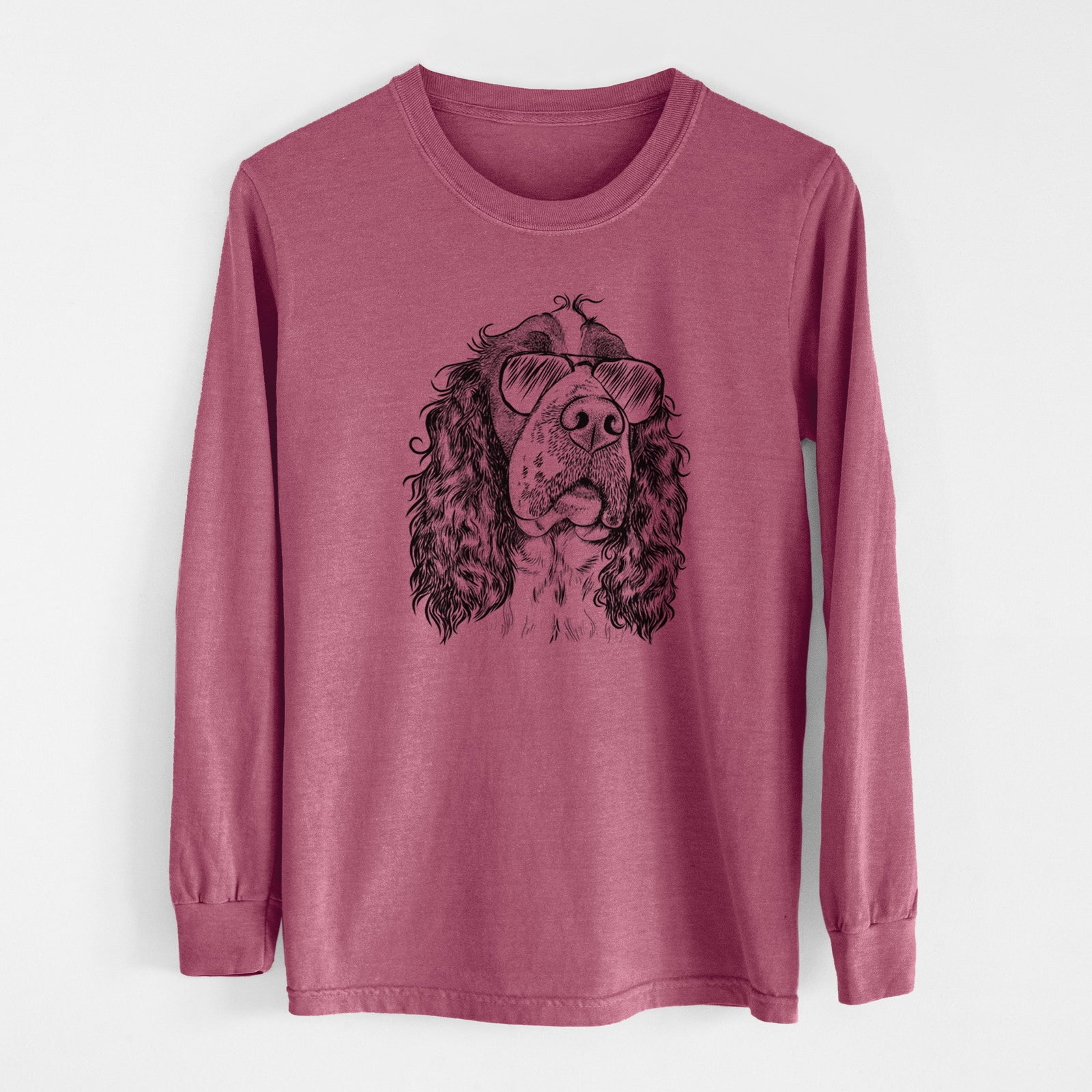 Aviator Millie Mae the English Springer Spaniel - Men's Heavyweight 100% Cotton Long Sleeve