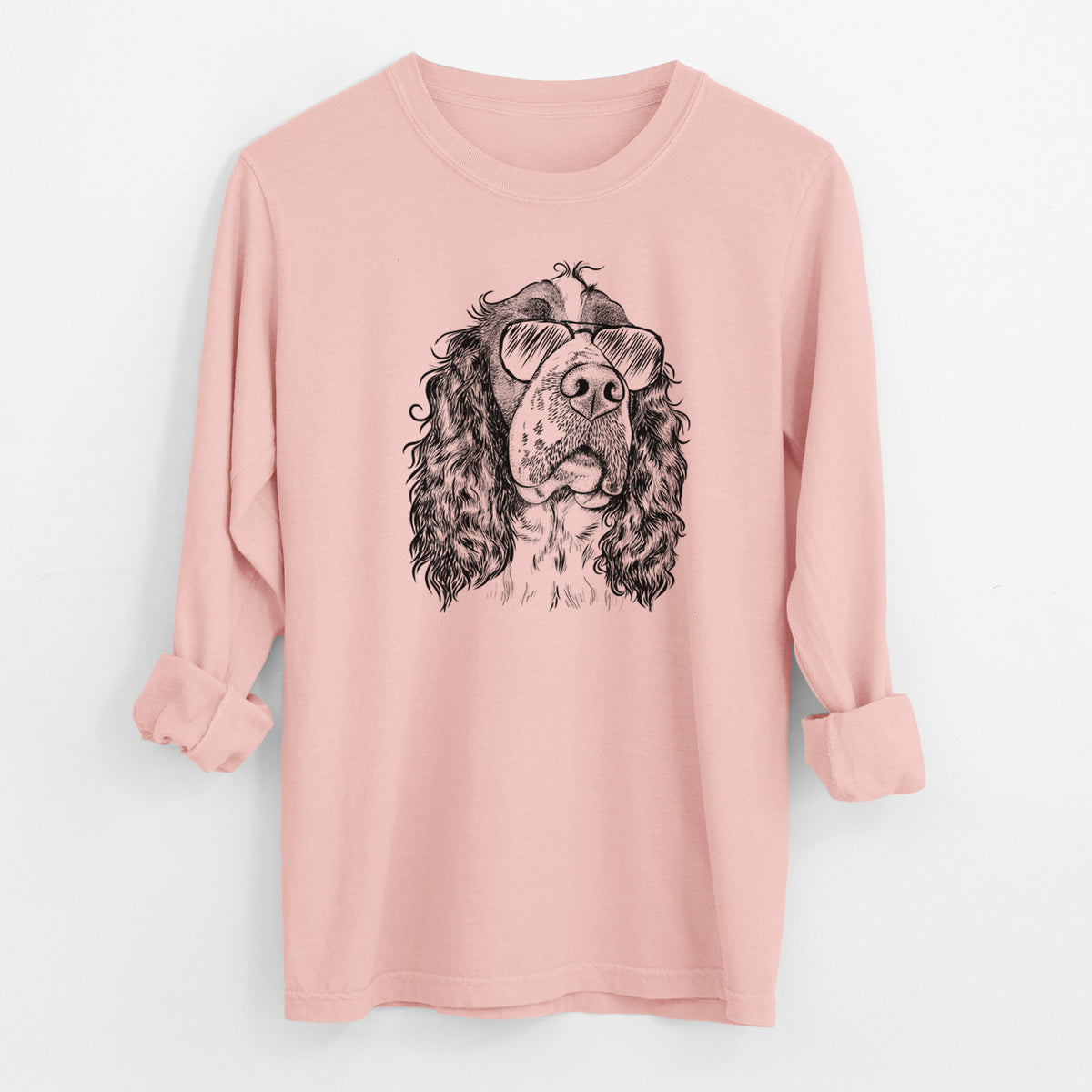 Aviator Millie Mae the English Springer Spaniel - Men's Heavyweight 100% Cotton Long Sleeve