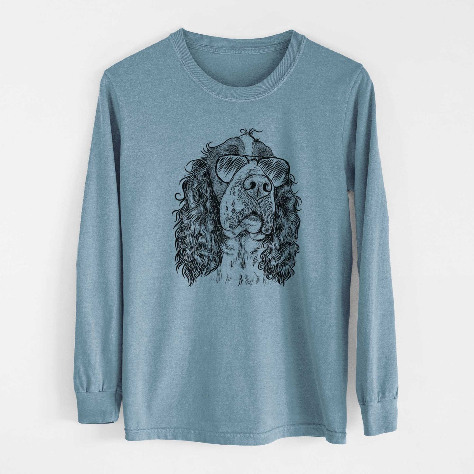 Aviator Millie Mae the English Springer Spaniel - Men's Heavyweight 100% Cotton Long Sleeve