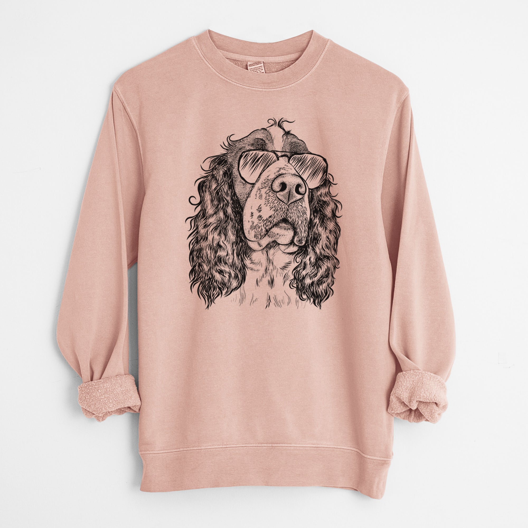 Aviator Millie Mae the English Springer Spaniel - Unisex Pigment Dyed Crew Sweatshirt