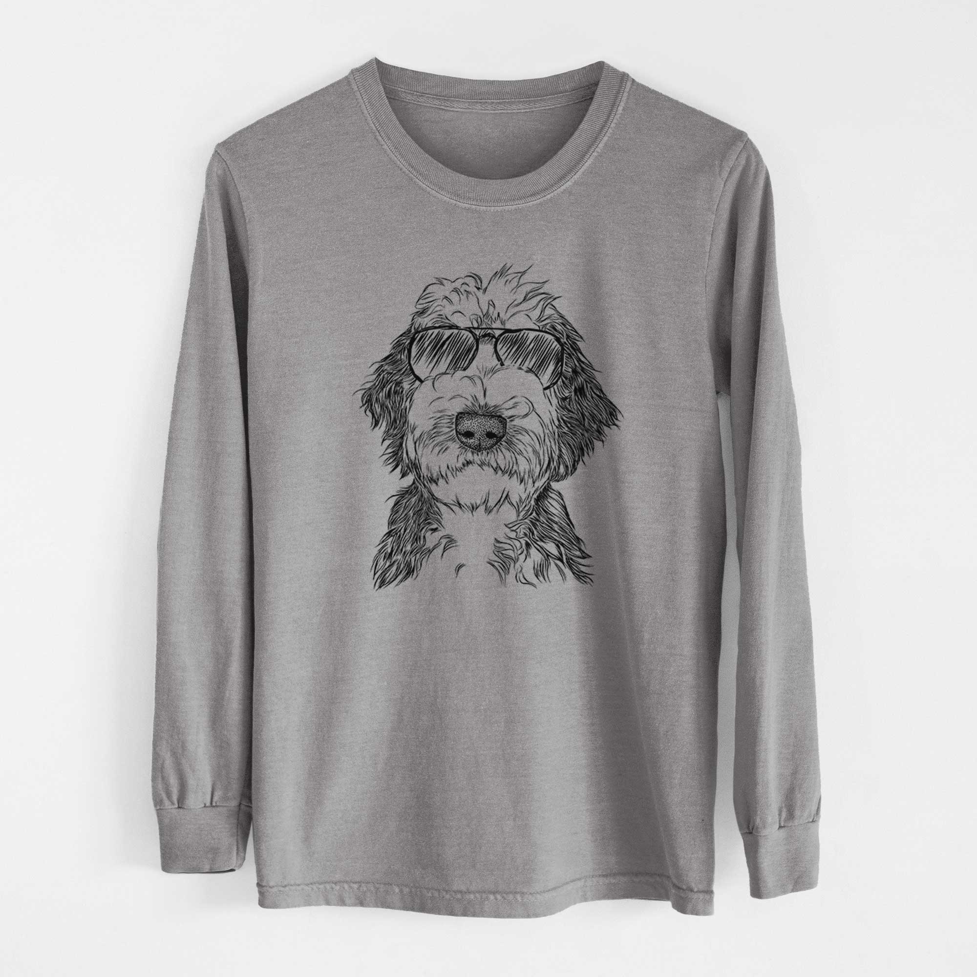 Aviator Milo Fluff the Sheepadoodle - Men's Heavyweight 100% Cotton Long Sleeve