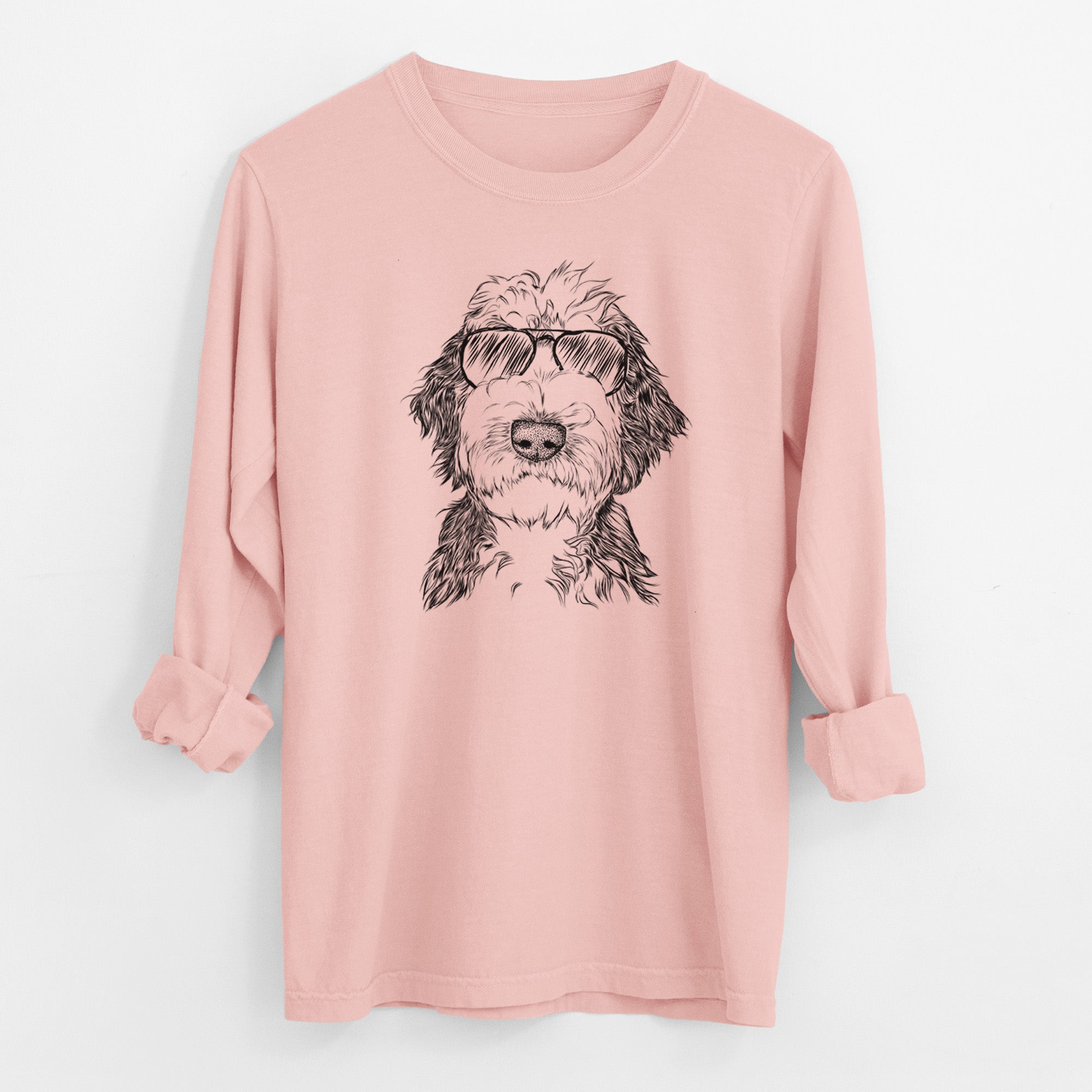 Aviator Milo Fluff the Sheepadoodle - Men's Heavyweight 100% Cotton Long Sleeve