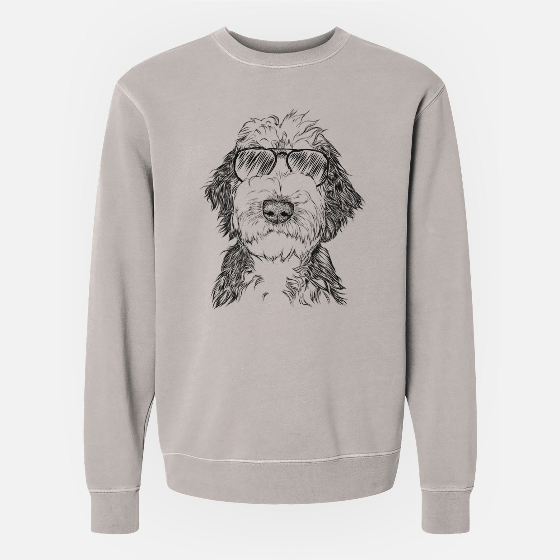 Aviator Milo Fluff the Sheepadoodle - Unisex Pigment Dyed Crew Sweatshirt