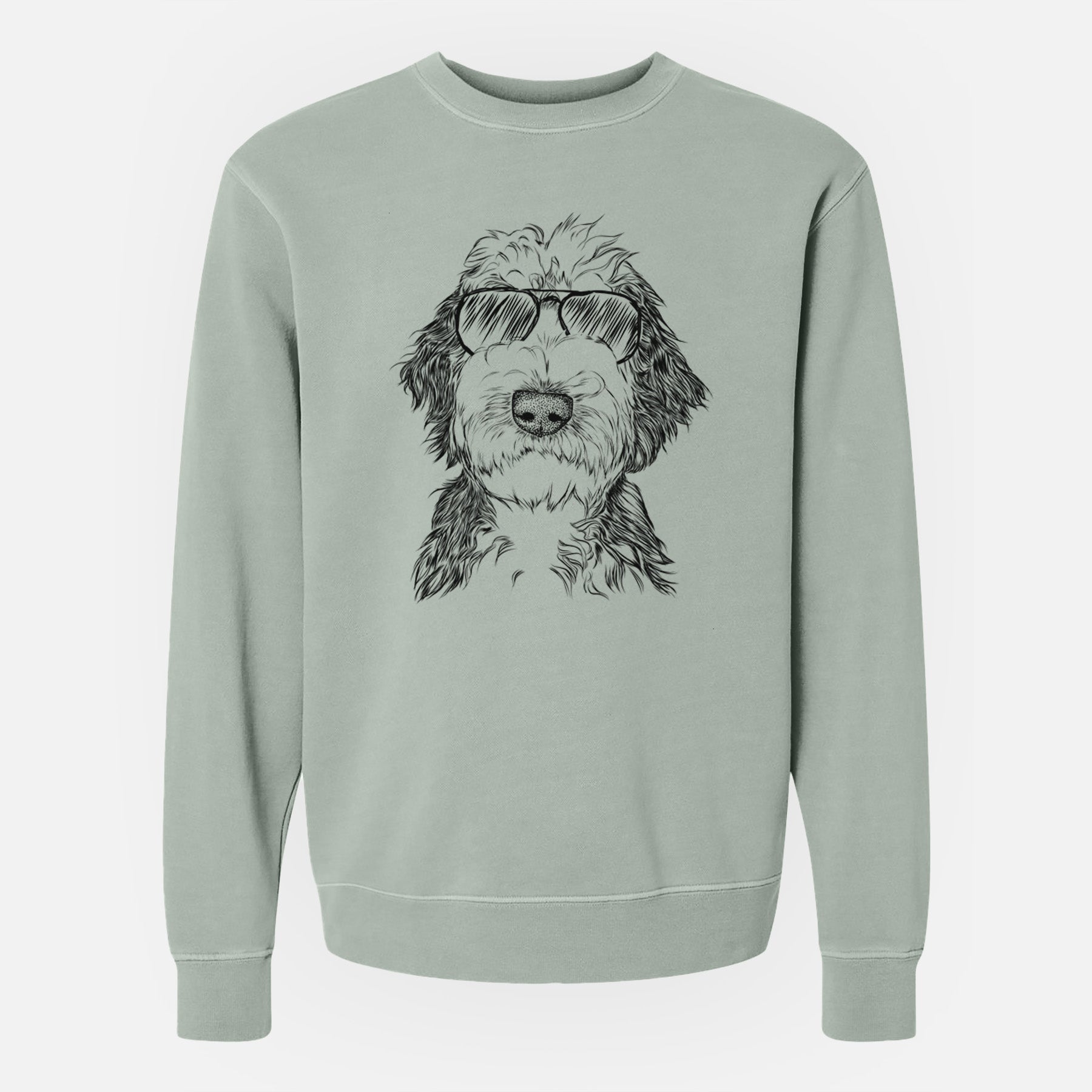 Aviator Milo Fluff the Sheepadoodle - Unisex Pigment Dyed Crew Sweatshirt