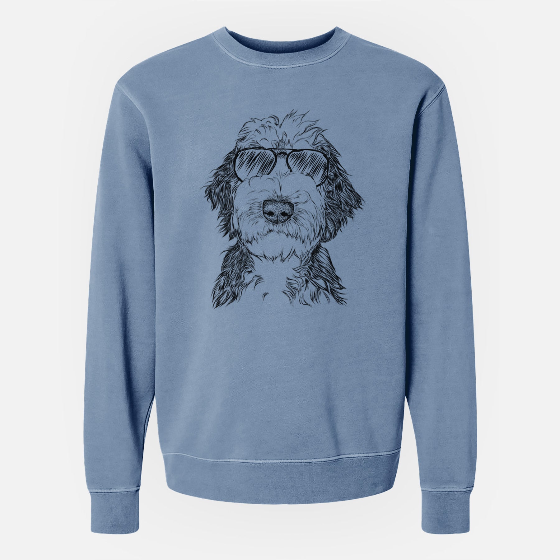 Aviator Milo Fluff the Sheepadoodle - Unisex Pigment Dyed Crew Sweatshirt