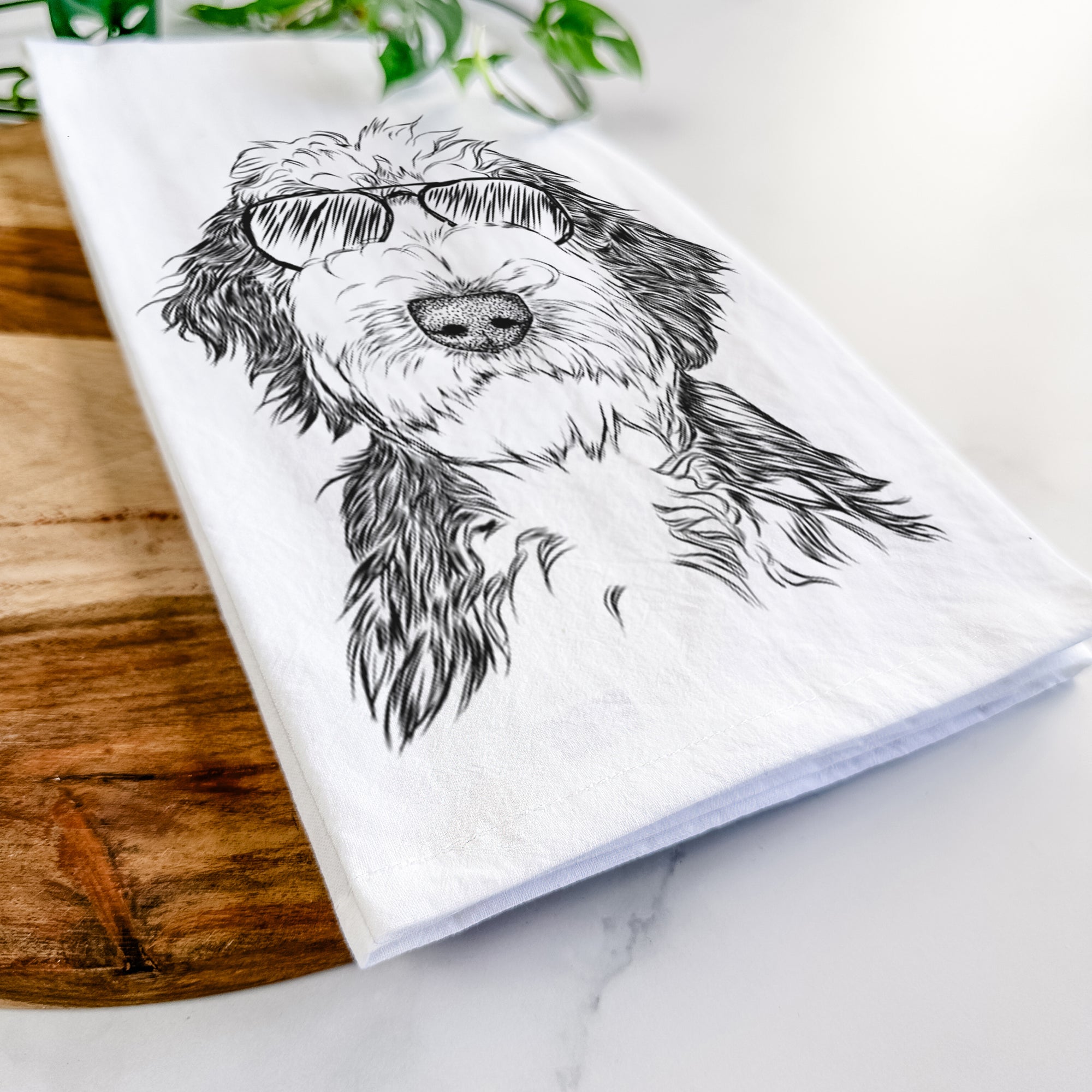 Milo Fluff the Sheepadoodle Tea Towel