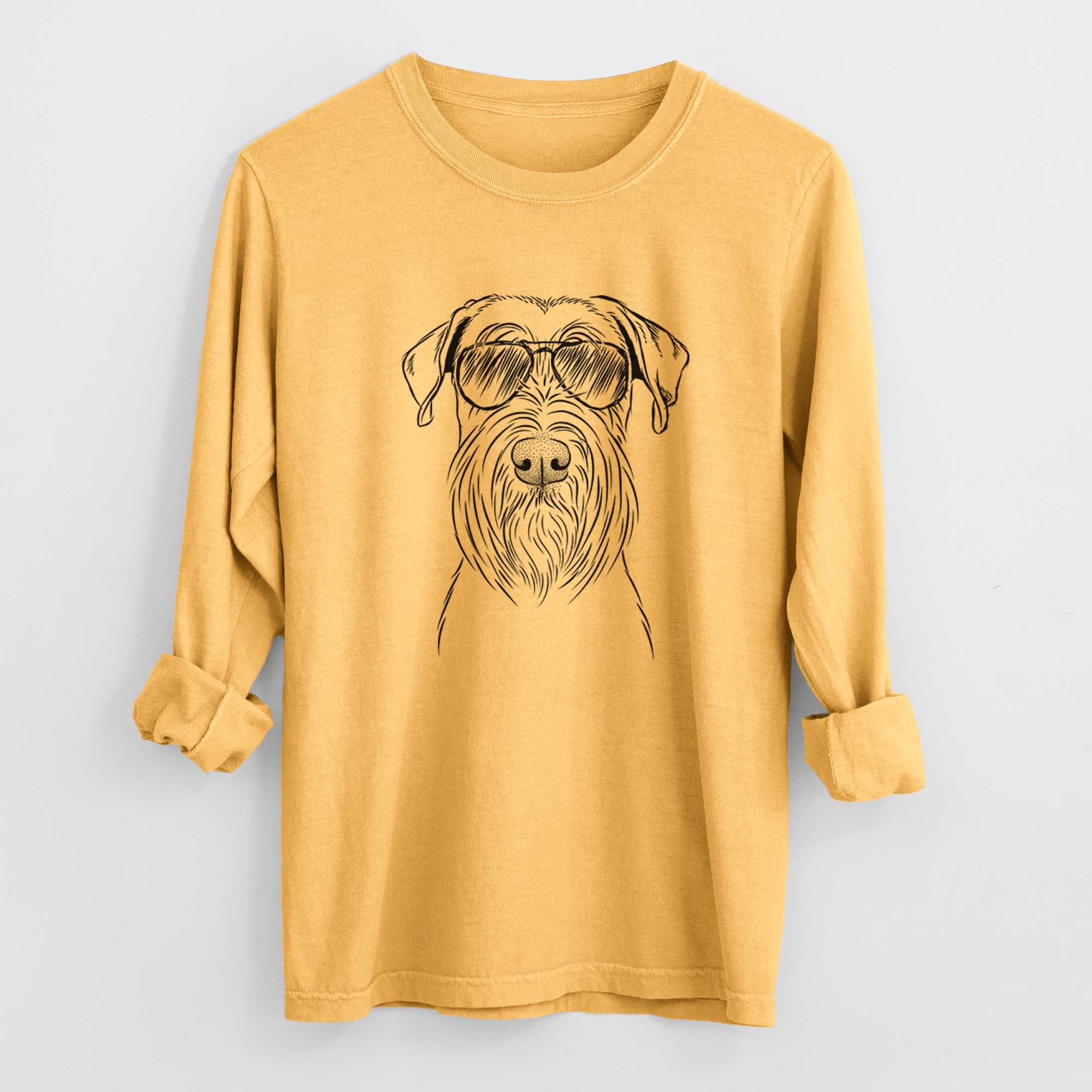 Aviator Milton the Schnauzer - Men's Heavyweight 100% Cotton Long Sleeve