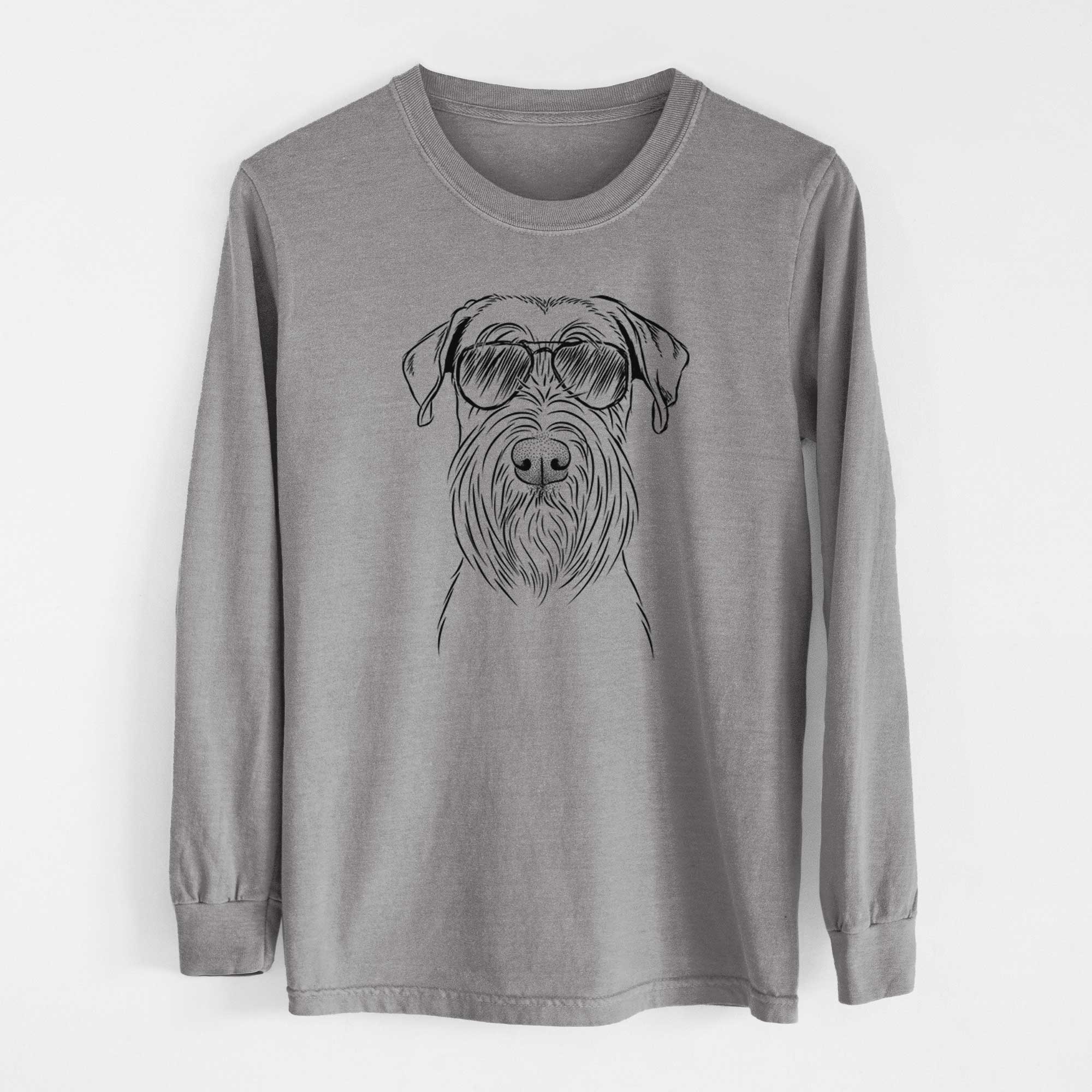 Aviator Milton the Schnauzer - Men's Heavyweight 100% Cotton Long Sleeve