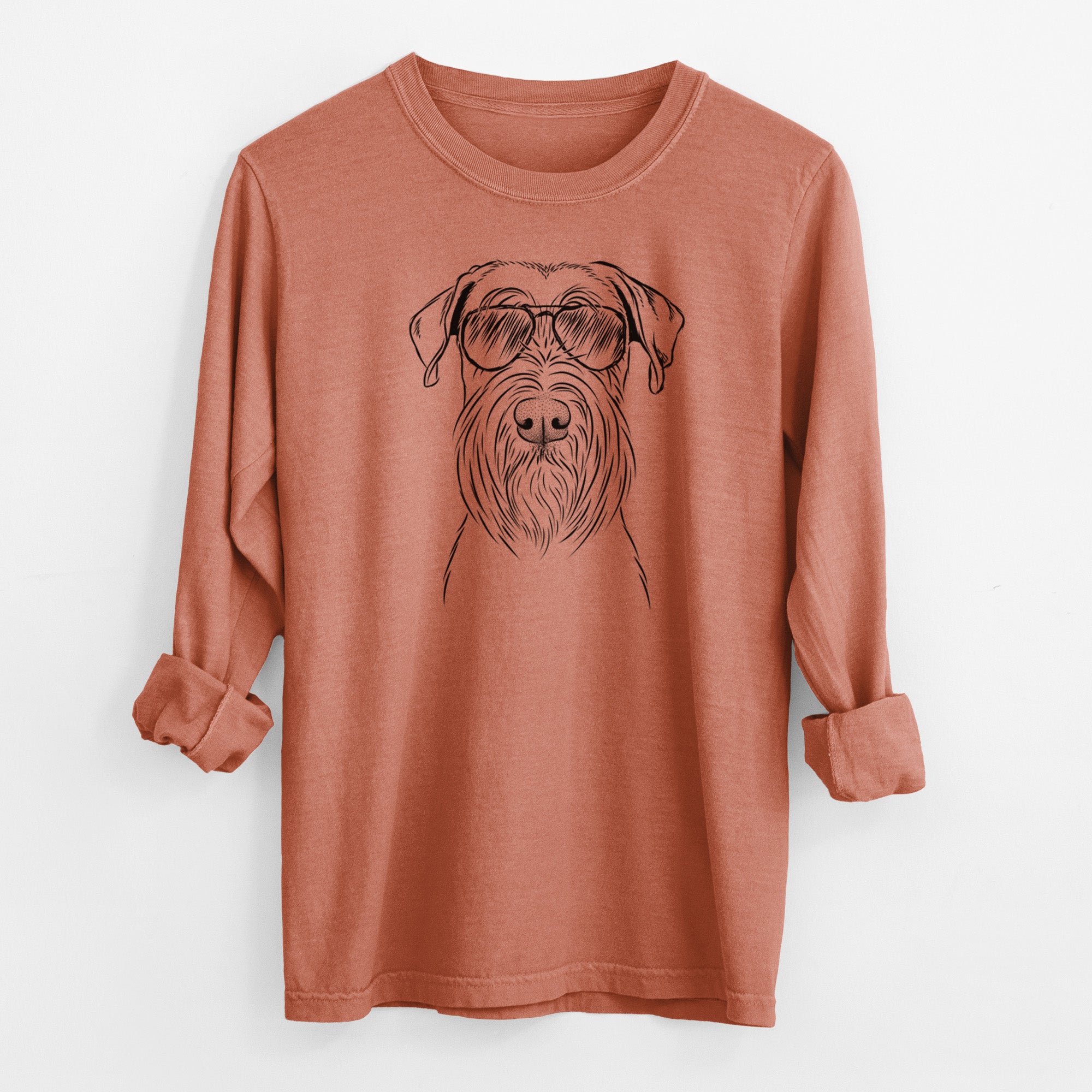 Aviator Milton the Schnauzer - Men's Heavyweight 100% Cotton Long Sleeve