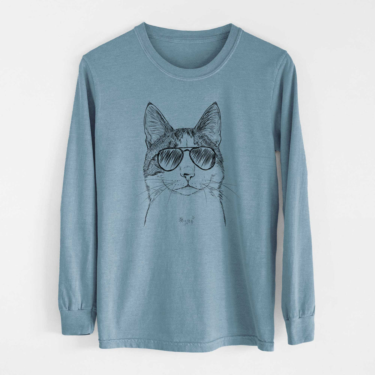 Aviator Mini Griffin the Domestic Shorthair Cat - Men's Heavyweight 100% Cotton Long Sleeve