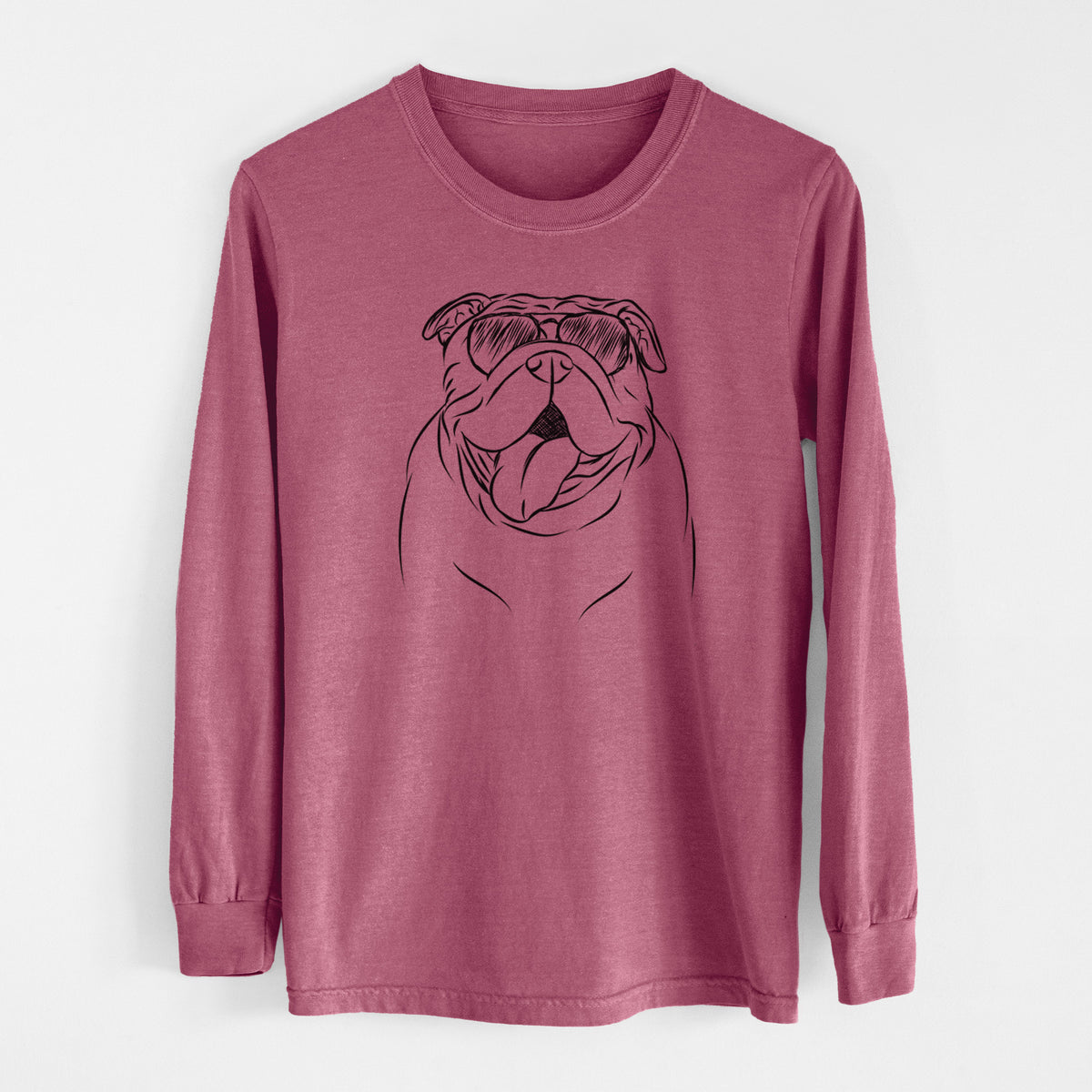 Aviator Missy Moo the English Bulldog - Men's Heavyweight 100% Cotton Long Sleeve