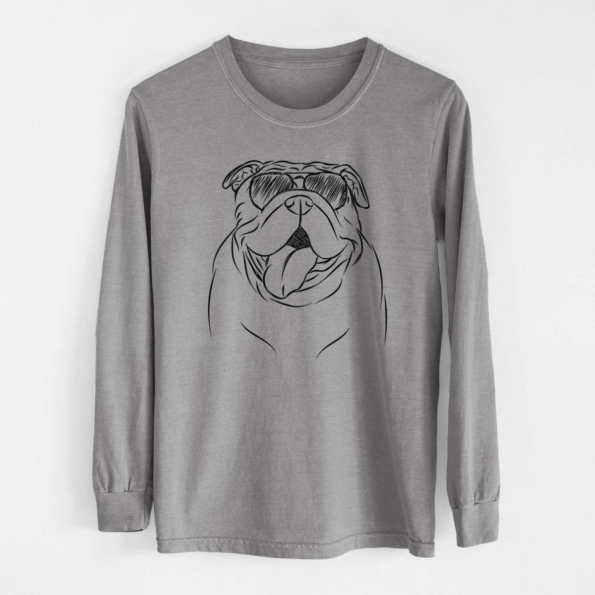 Aviator Missy Moo the English Bulldog - Men's Heavyweight 100% Cotton Long Sleeve