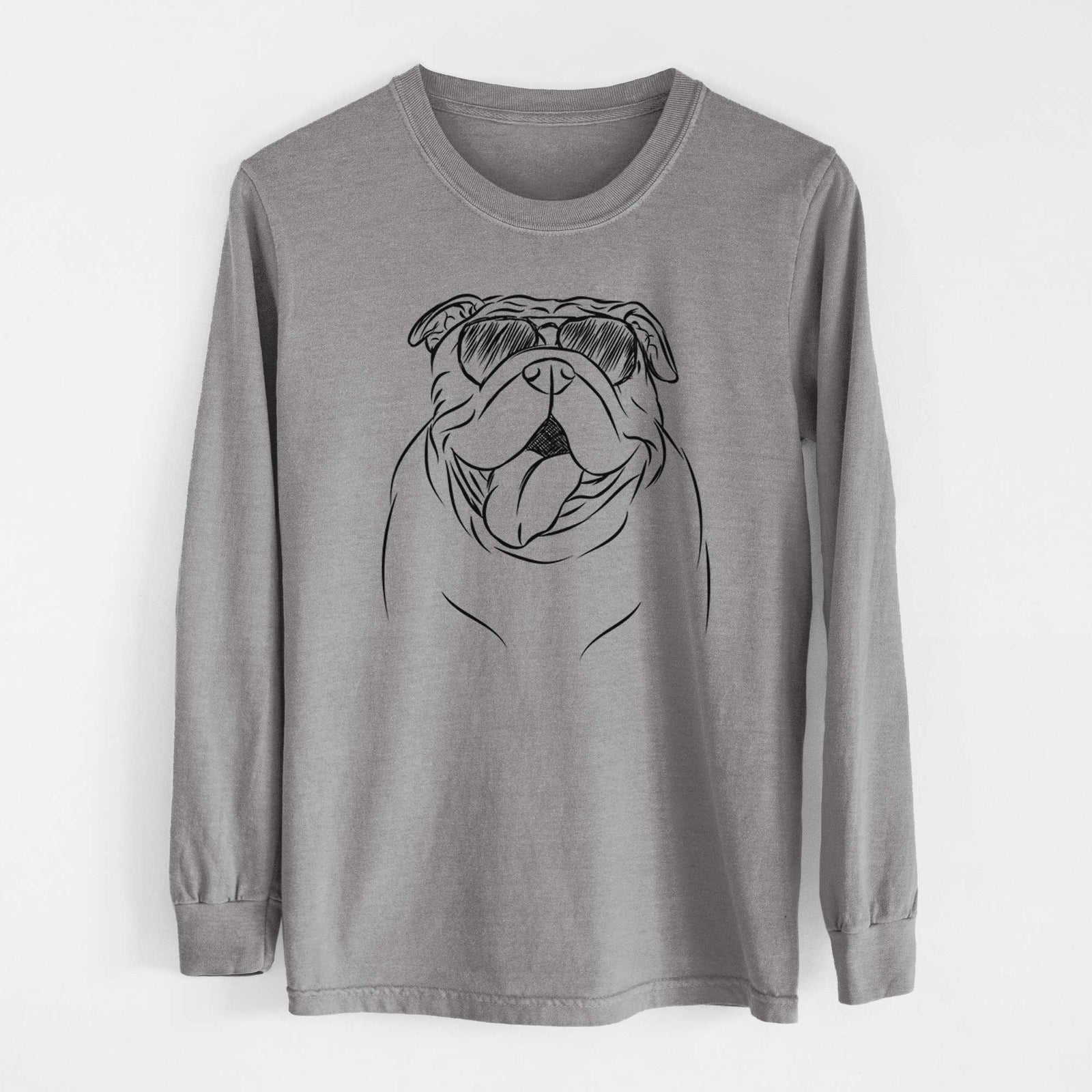 Aviator Missy Moo the English Bulldog - Men's Heavyweight 100% Cotton Long Sleeve