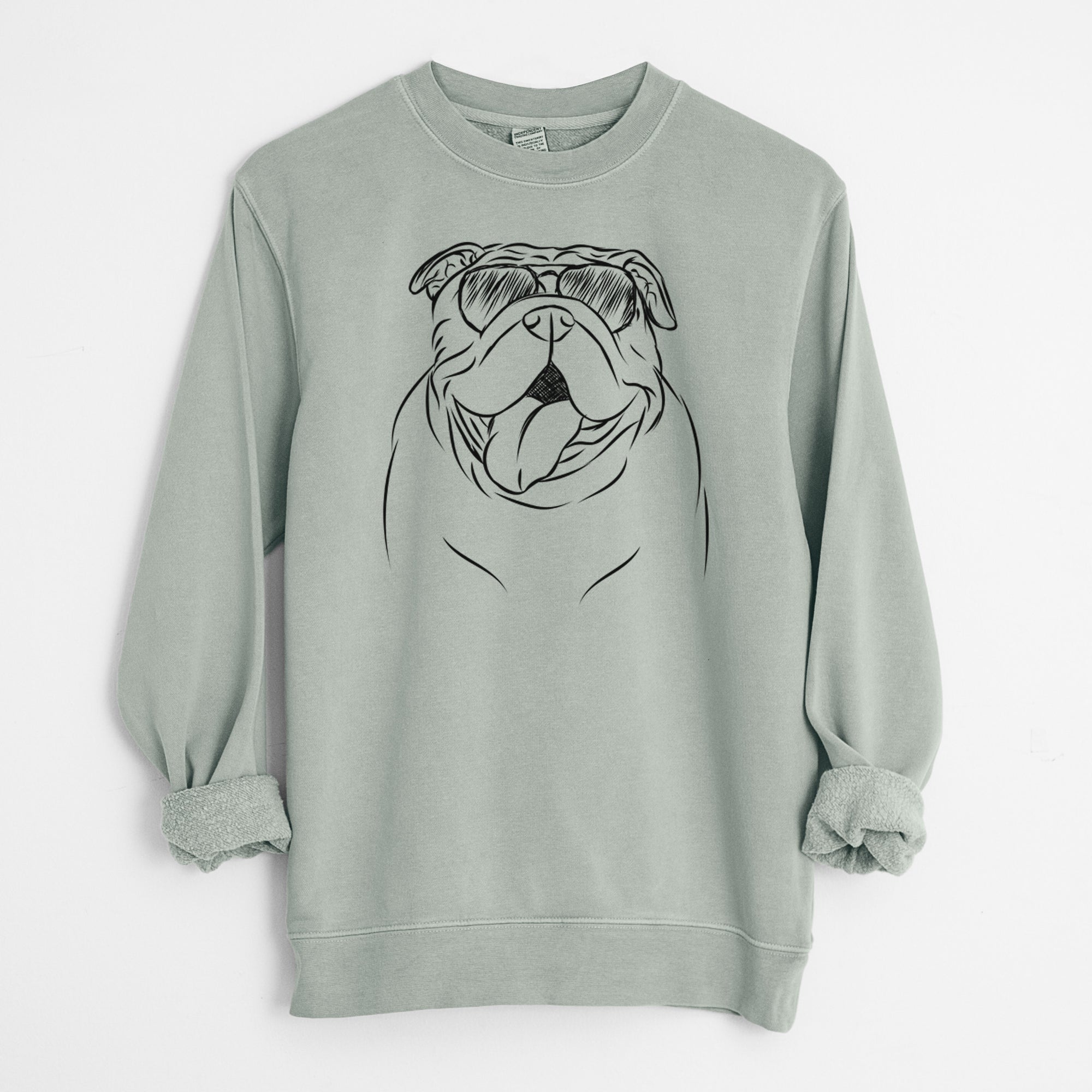 Aviator Missy Moo the English Bulldog - Unisex Pigment Dyed Crew Sweatshirt