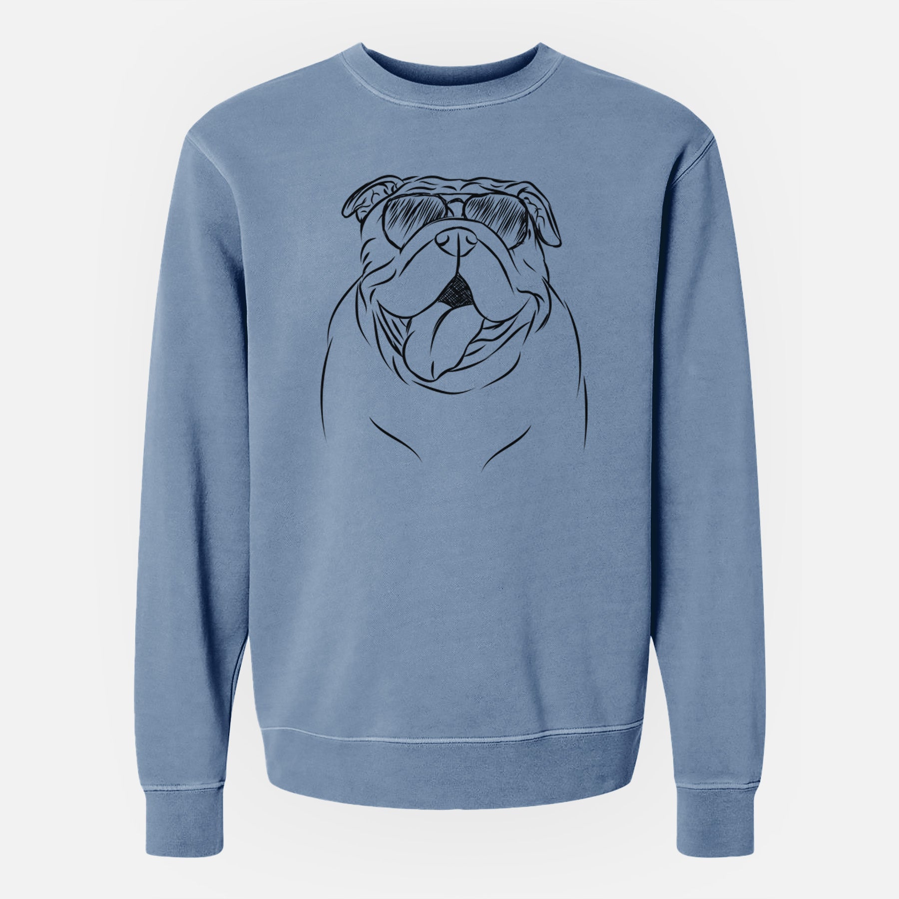 Aviator Missy Moo the English Bulldog - Unisex Pigment Dyed Crew Sweatshirt