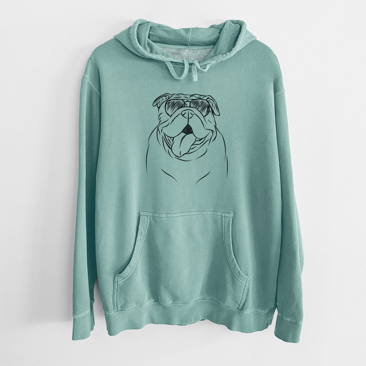 Aviator Missy Moo the English Bulldog - Unisex Pigment Dyed Hoodie