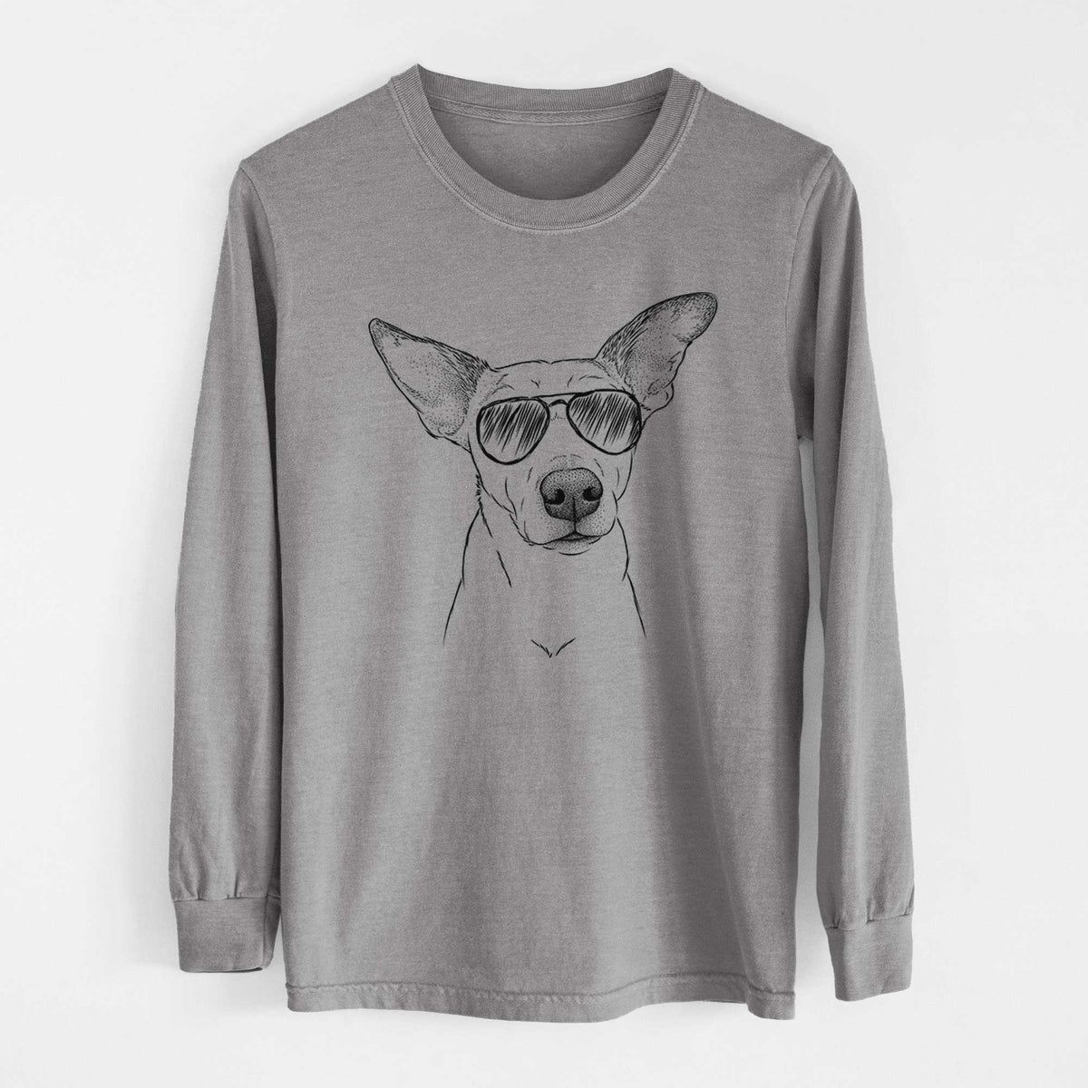 Aviator Molly the Jack Russell Terrier - Men's Heavyweight 100% Cotton Long Sleeve