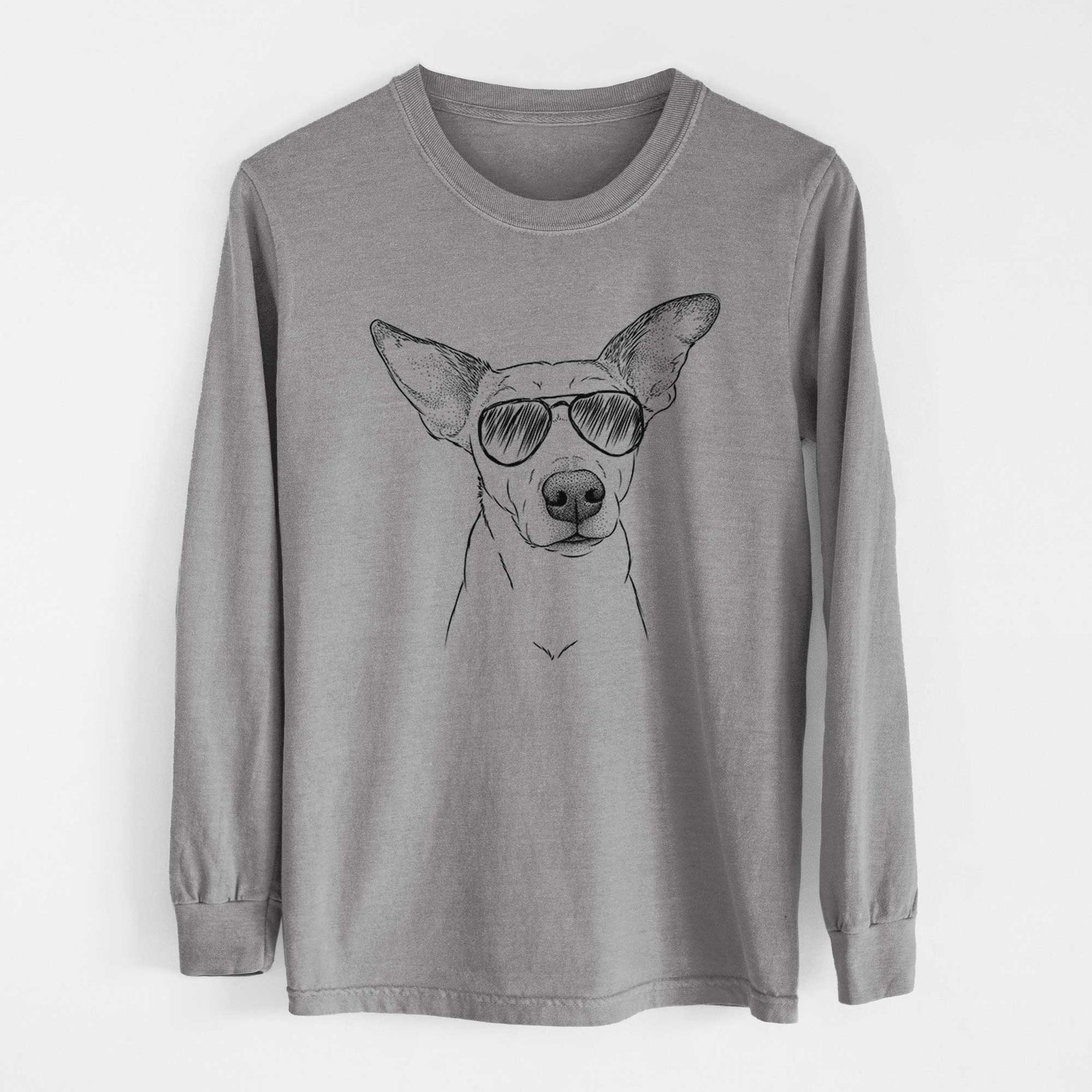 Aviator Molly the Jack Russell Terrier - Men's Heavyweight 100% Cotton Long Sleeve