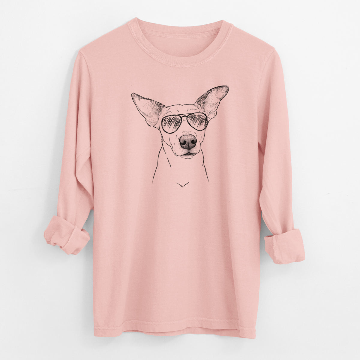 Aviator Molly the Jack Russell Terrier - Men's Heavyweight 100% Cotton Long Sleeve