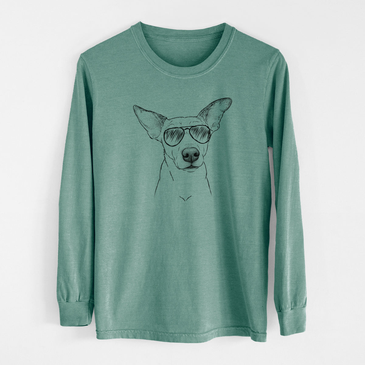 Aviator Molly the Jack Russell Terrier - Men's Heavyweight 100% Cotton Long Sleeve