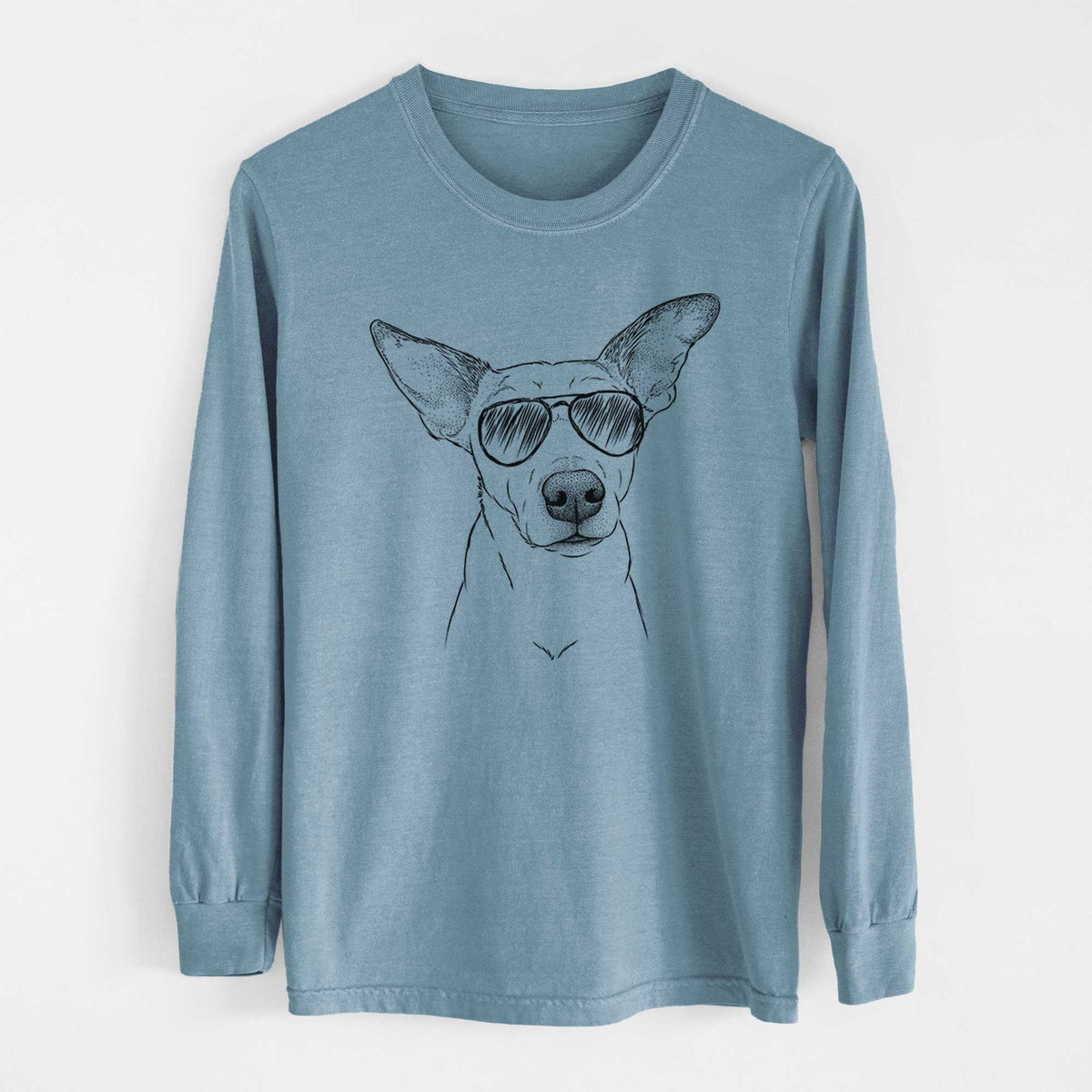 Aviator Molly the Jack Russell Terrier - Men's Heavyweight 100% Cotton Long Sleeve