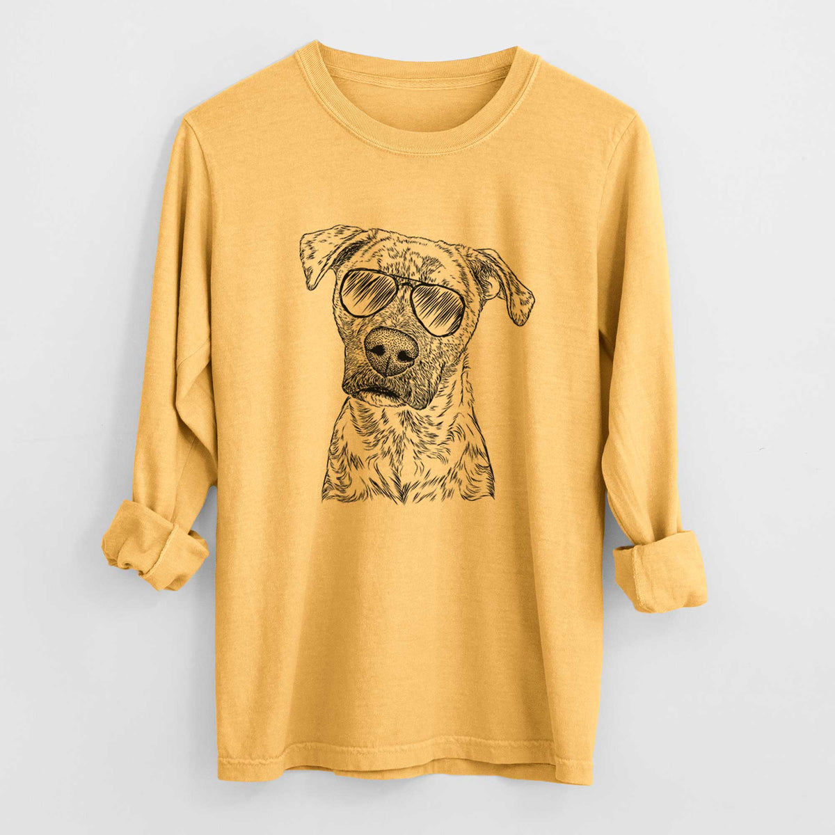 Aviator Monster Baby the Pitbull Mix - Men's Heavyweight 100% Cotton Long Sleeve