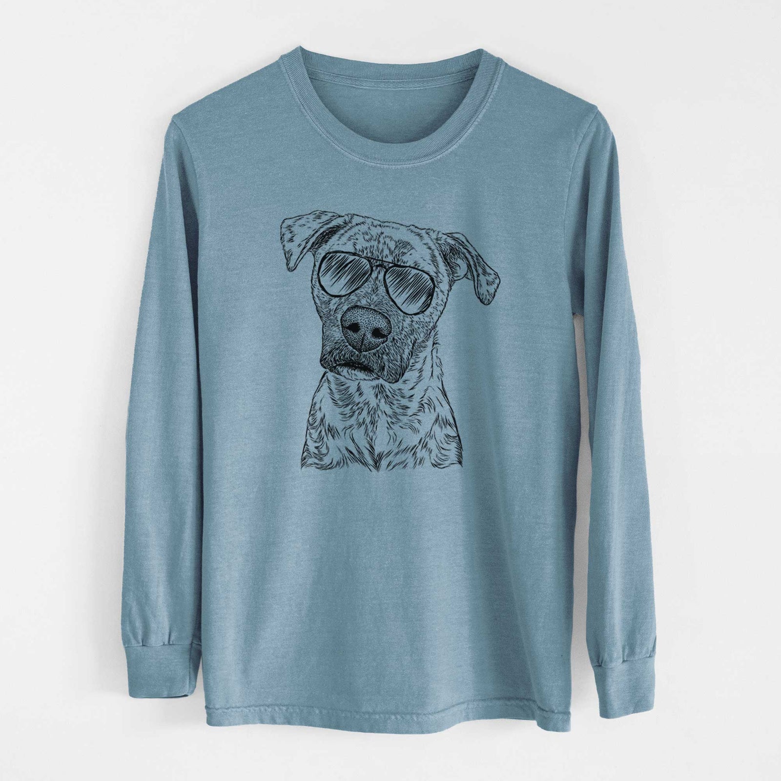 Aviator Monster Baby the Pitbull Mix - Men's Heavyweight 100% Cotton Long Sleeve