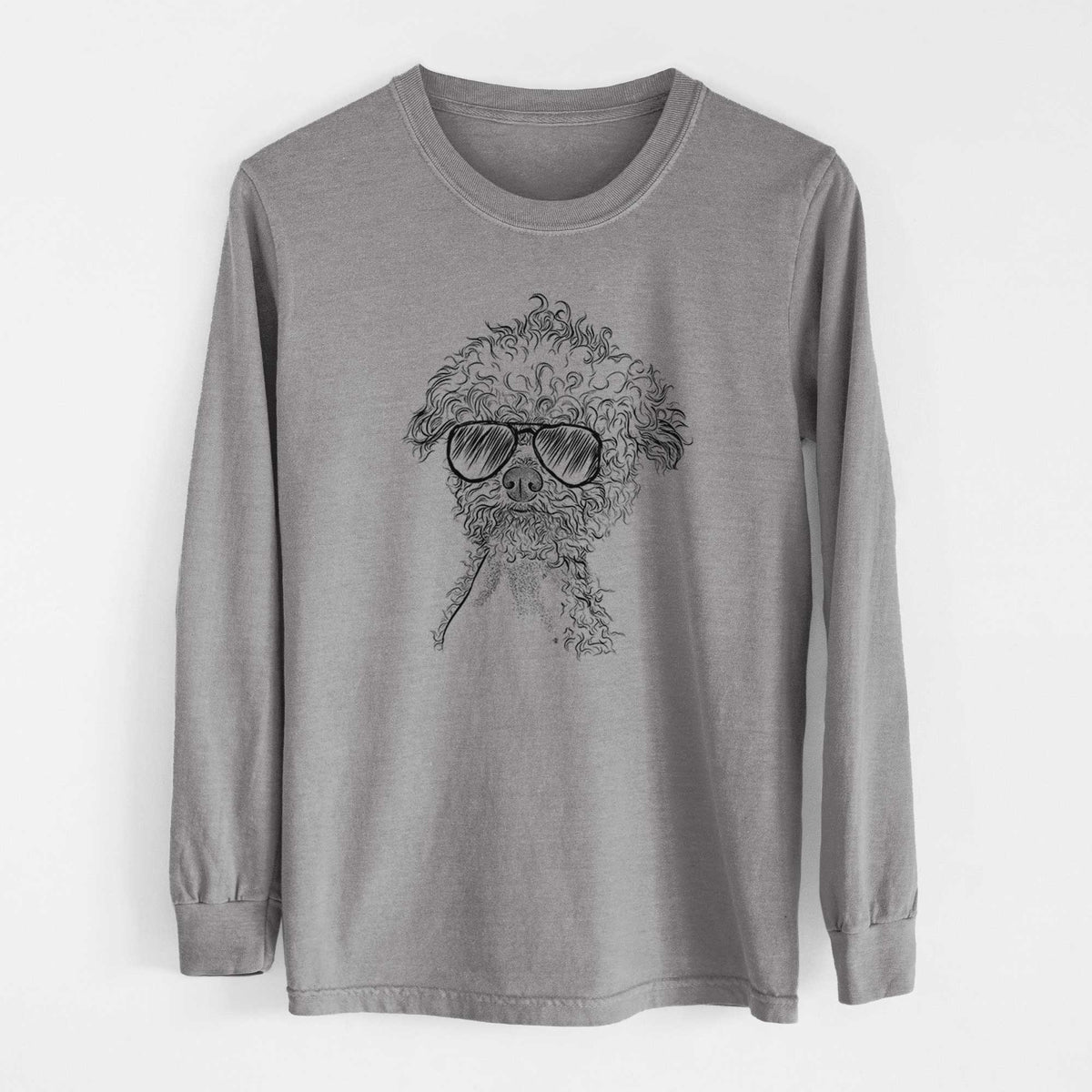 Aviator Muffin the Poodle - Men's Heavyweight 100% Cotton Long Sleeve
