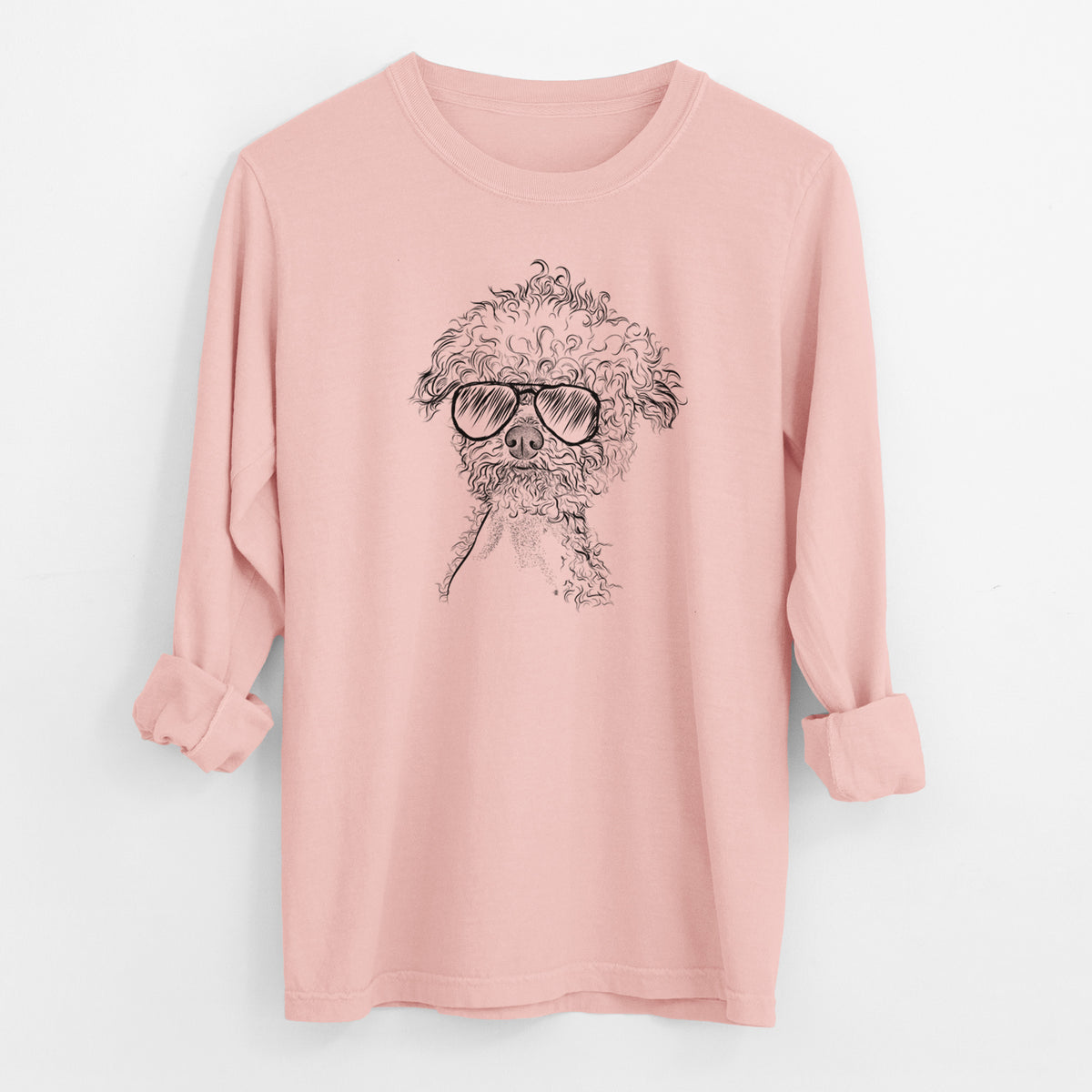 Aviator Muffin the Poodle - Men's Heavyweight 100% Cotton Long Sleeve