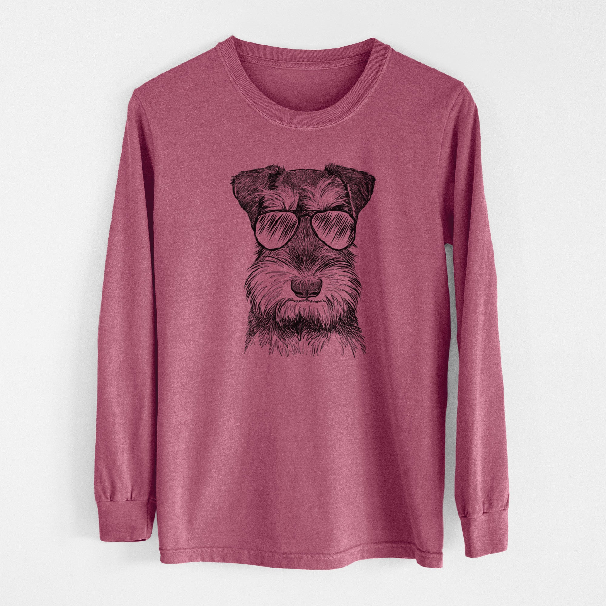 Aviator Murphy the Mini Schnauzer - Men's Heavyweight 100% Cotton Long Sleeve