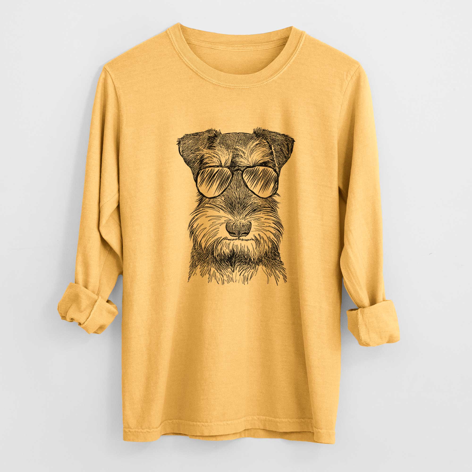 Aviator Murphy the Mini Schnauzer - Men's Heavyweight 100% Cotton Long Sleeve