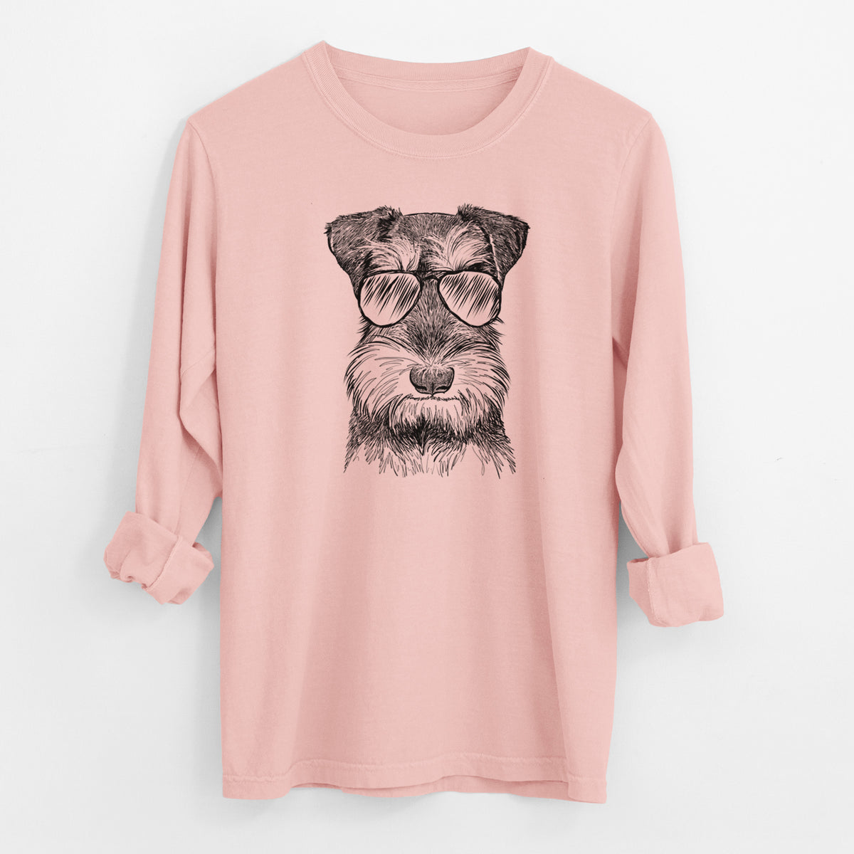 Aviator Murphy the Mini Schnauzer - Men's Heavyweight 100% Cotton Long Sleeve