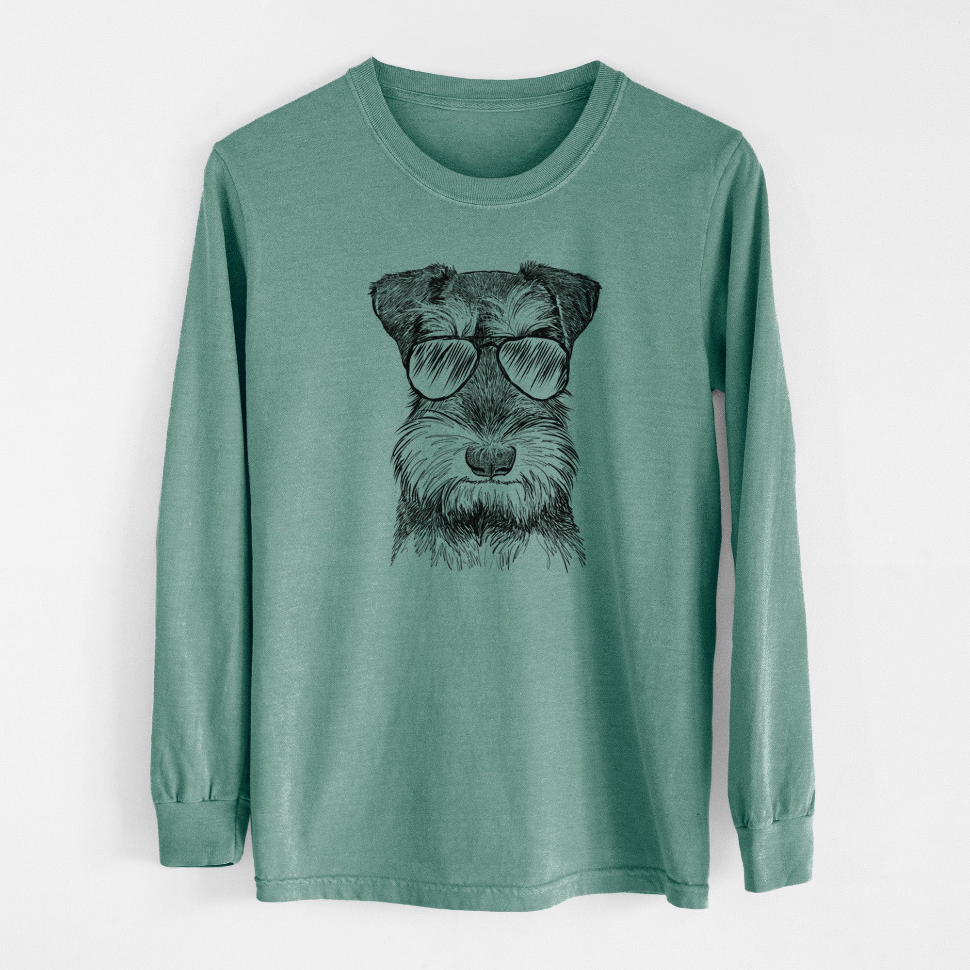 Aviator Murphy the Mini Schnauzer - Men's Heavyweight 100% Cotton Long Sleeve