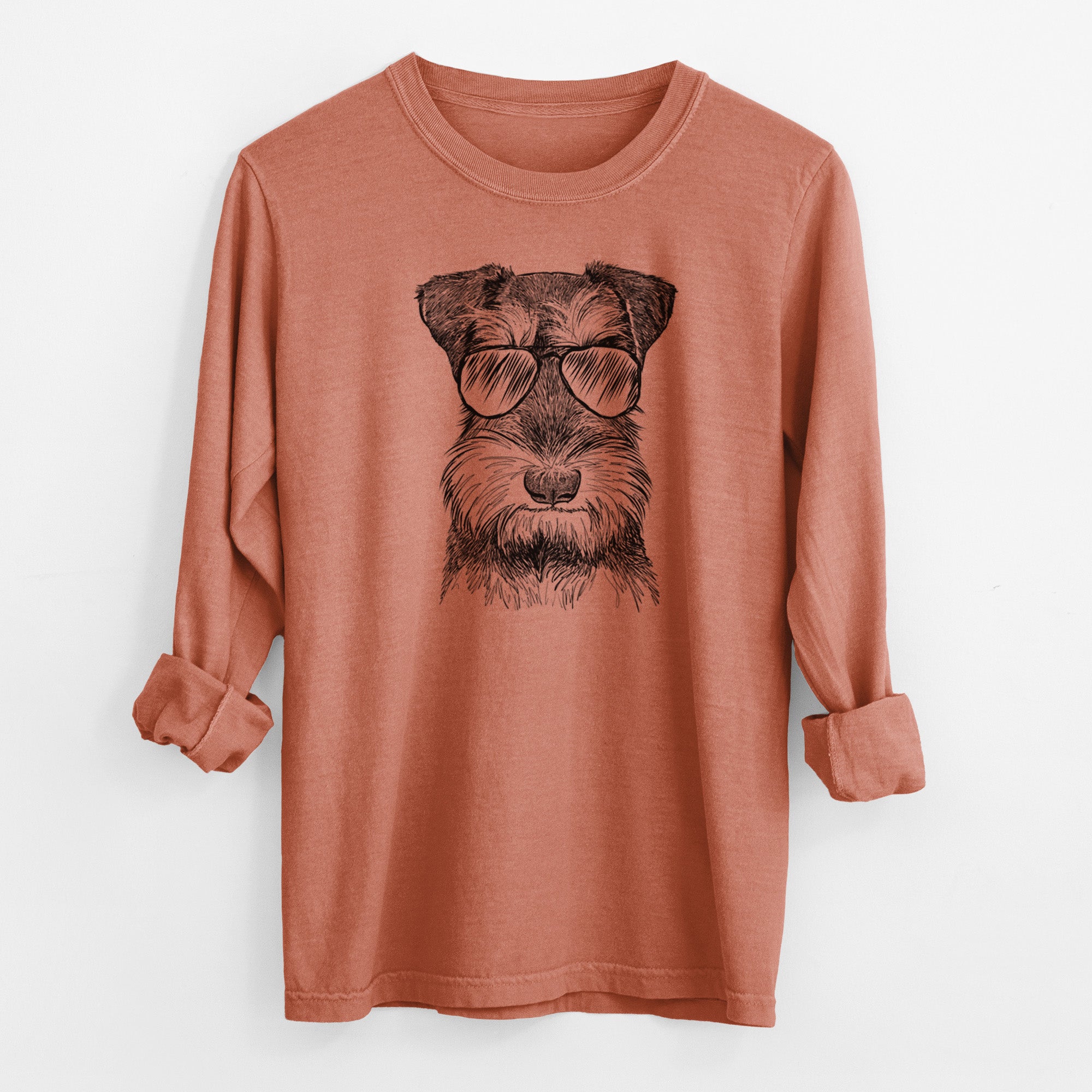 Aviator Murphy the Mini Schnauzer - Men's Heavyweight 100% Cotton Long Sleeve