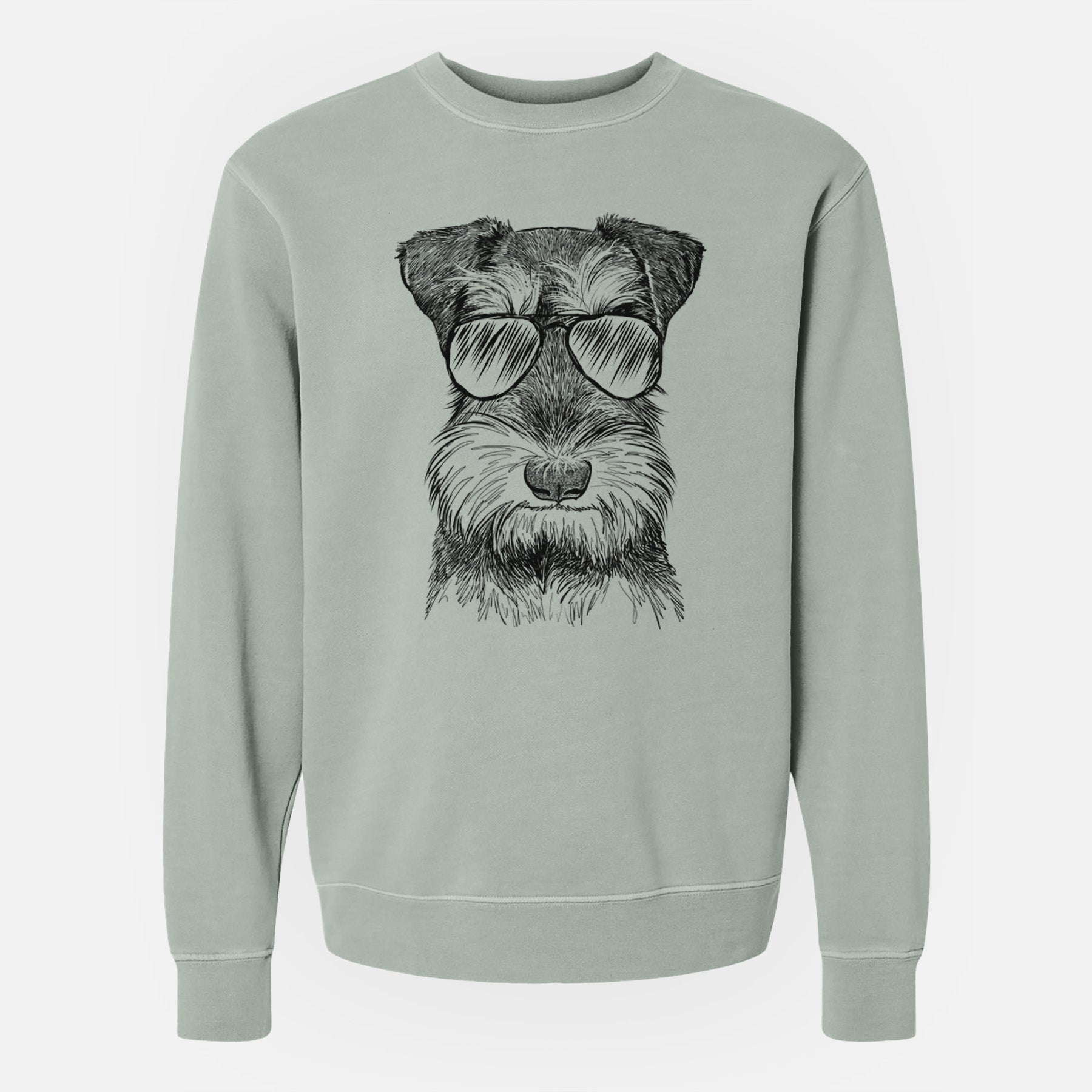 Aviator Murphy the Mini Schnauzer - Unisex Pigment Dyed Crew Sweatshirt