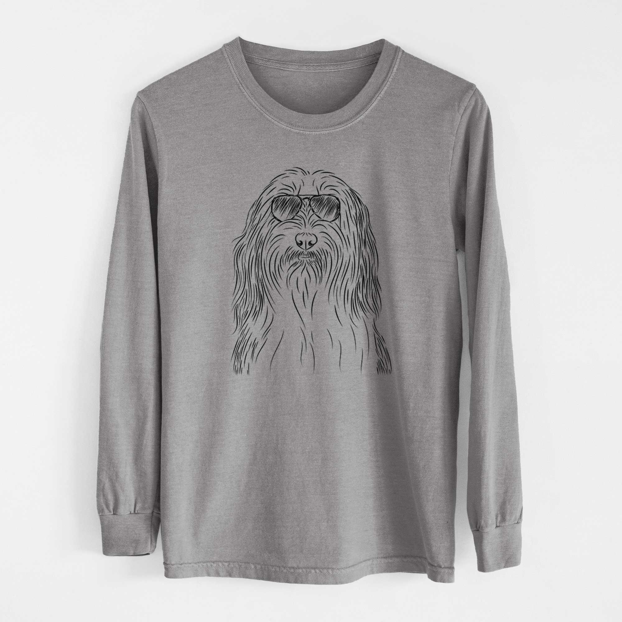 Aviator Murray the Bearded Collie - Men's Heavyweight 100% Cotton Long Sleeve